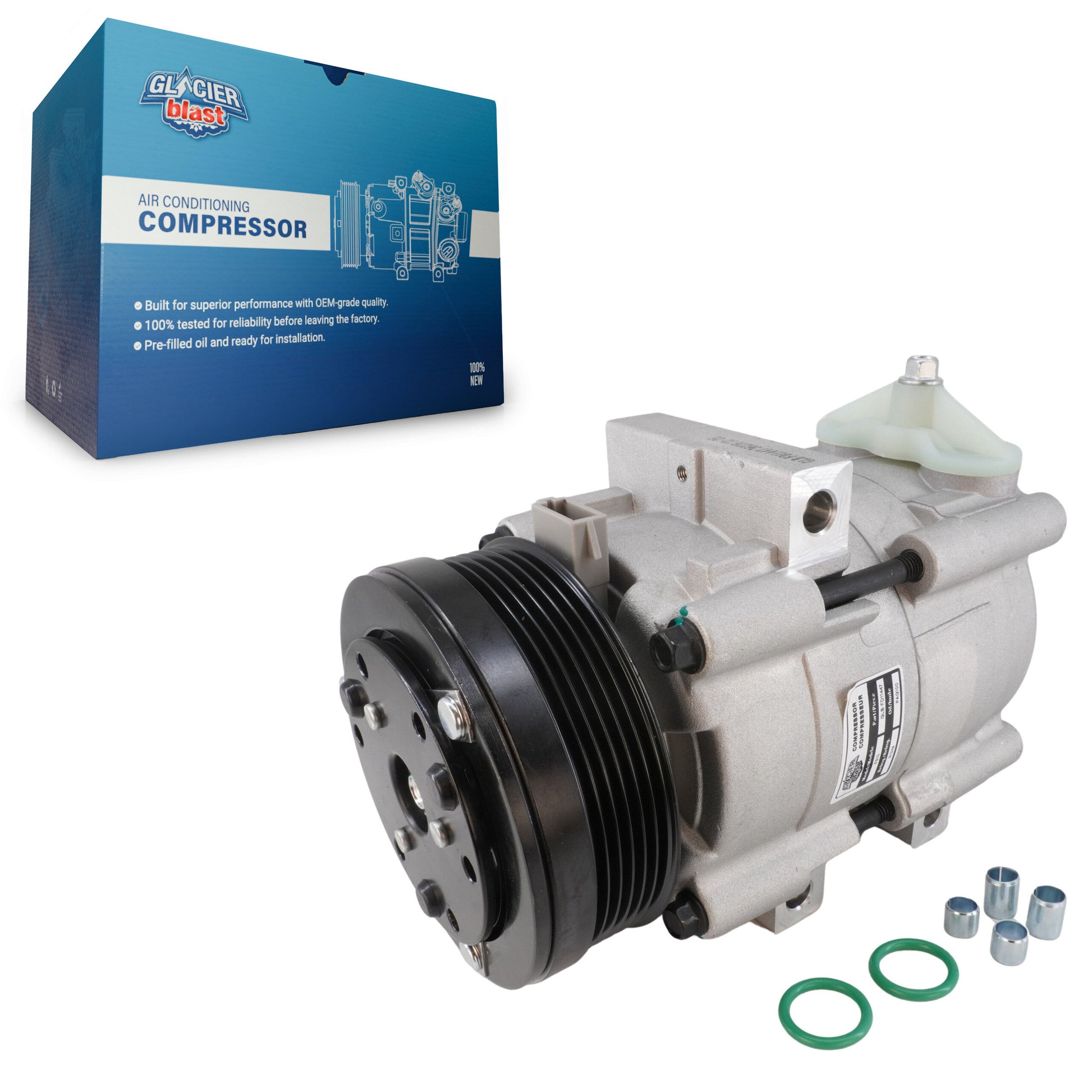 Glacier Blast GLB-FD11447 A/C Compressor for 1992-2007 Ford E-250, Ford E-350 Super Duty, Ford F-150 - N/A