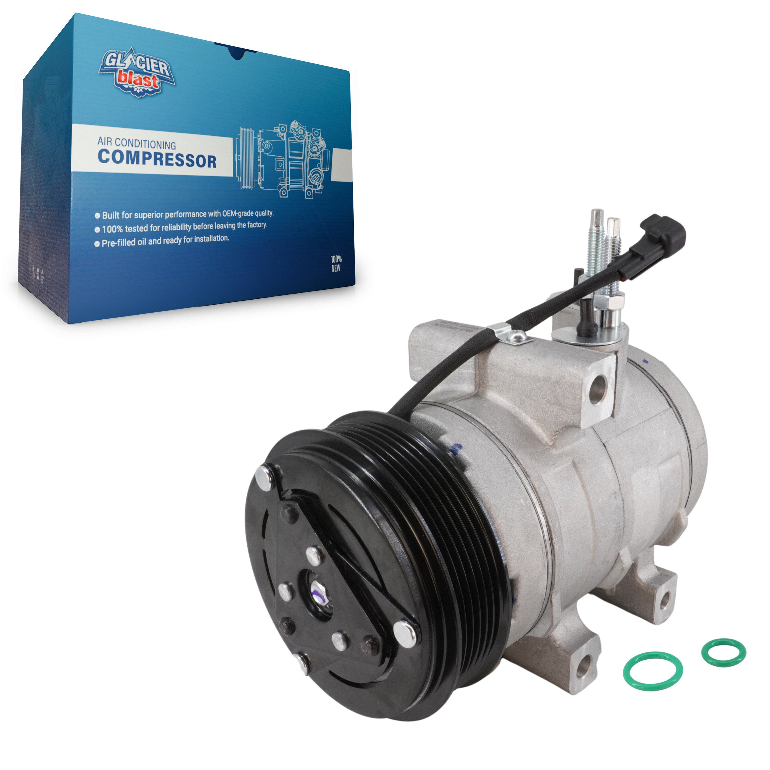 Glacier Blast GLB-FD12376 A/C Compressor for 2007-2019 Ford E-350 Super Duty, Ford E-450 Super Duty, Ford E-250 - N/A