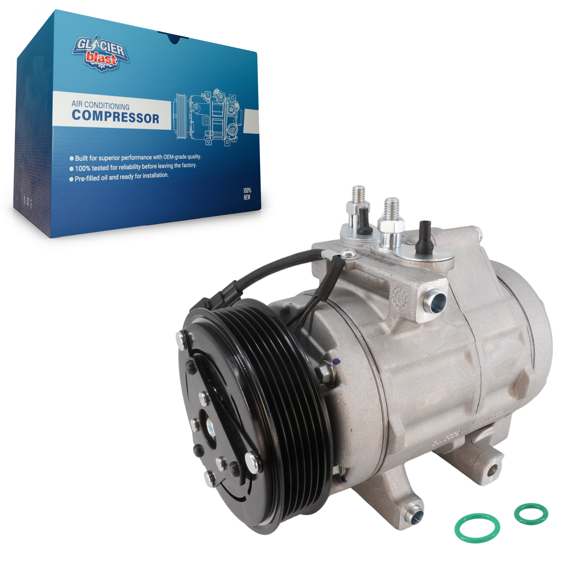 Glacier Blast GLB-FD12617 A/C Compressor for 2007-2014 Ford F-150, Ford F-250 Super Duty, Ford F-350 Super Duty - N/A