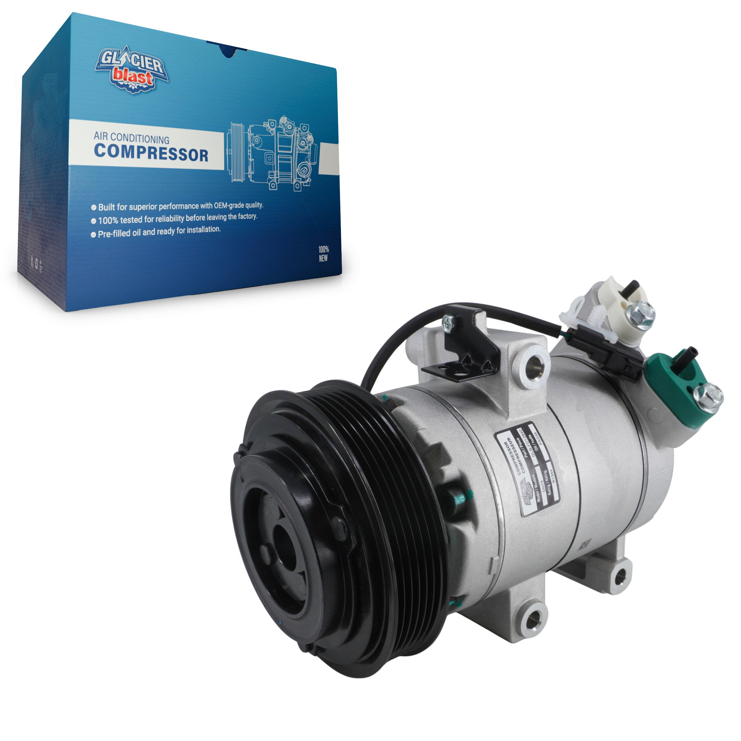 Glacier Blast GLB-FD12840 A/C Compressor for 2008-2012 Ford Escape, Mazda Tribute, Mercury Mariner - N/A