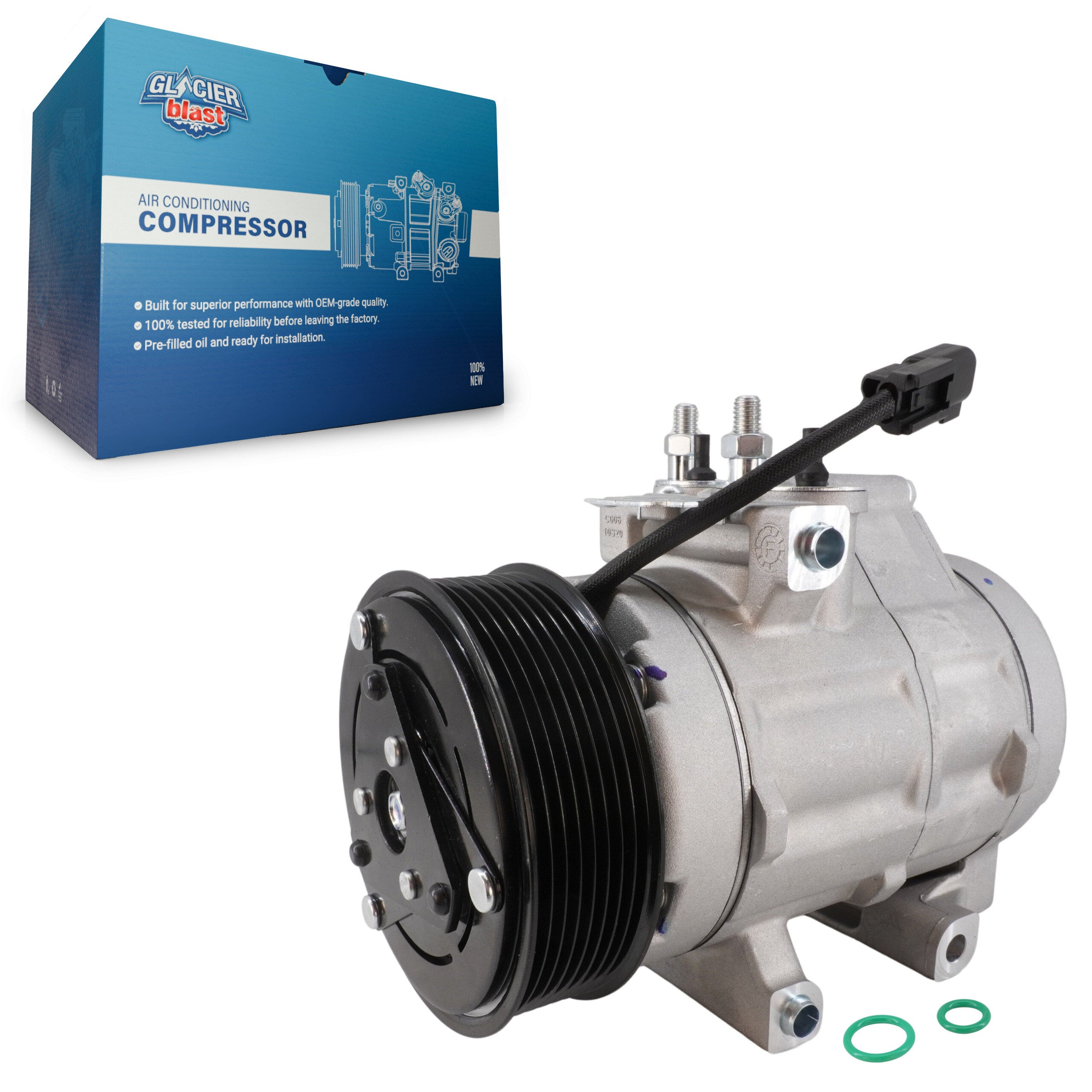 Glacier Blast GLB-FD12862 A/C Compressor for 2011-2019 Ford F-650, Ford F-250 Super Duty, Ford F-350 Super Duty - N/A