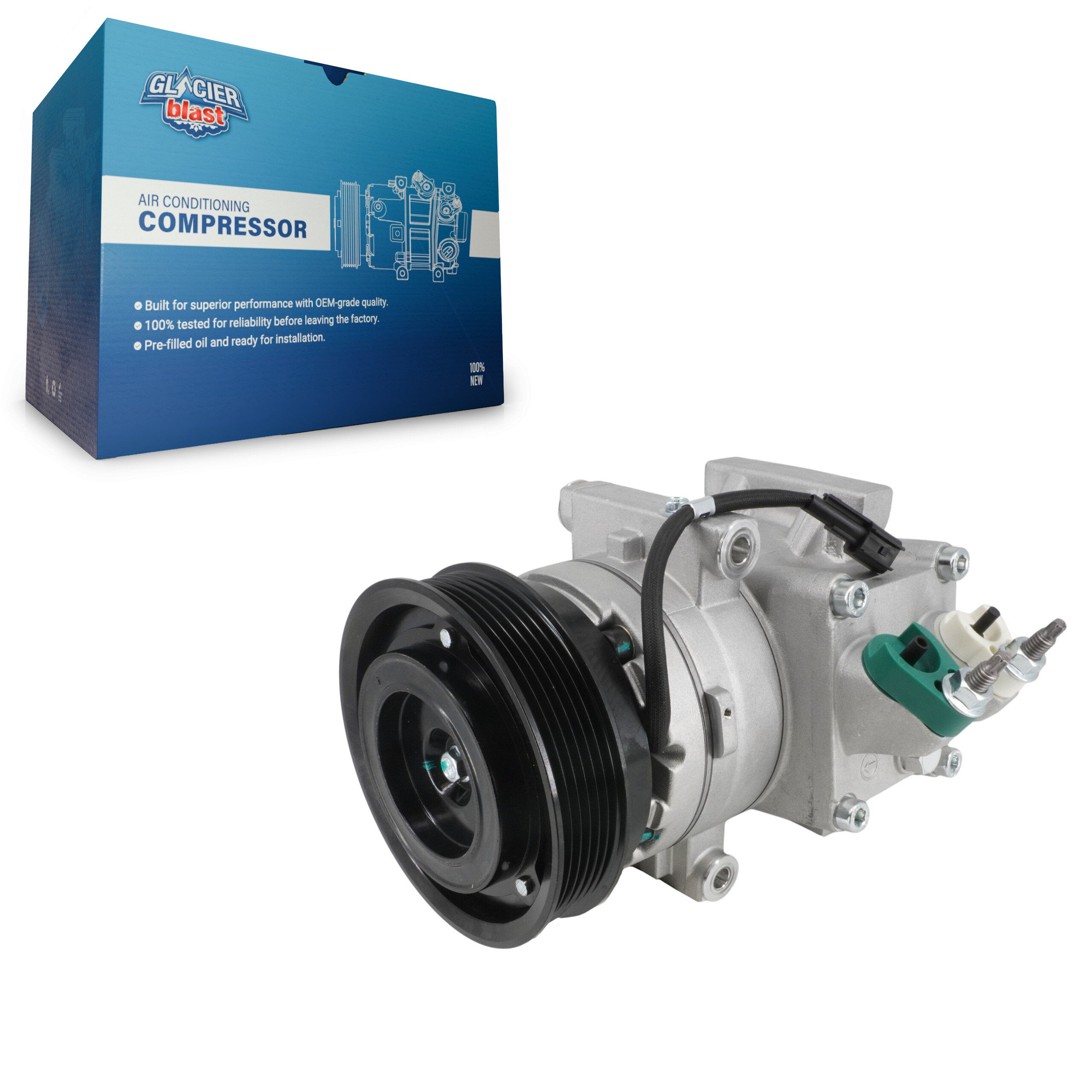 Glacier Blast GLB-FD12906 A/C Compressor for 2011-2013 Ford Fiesta - N/A