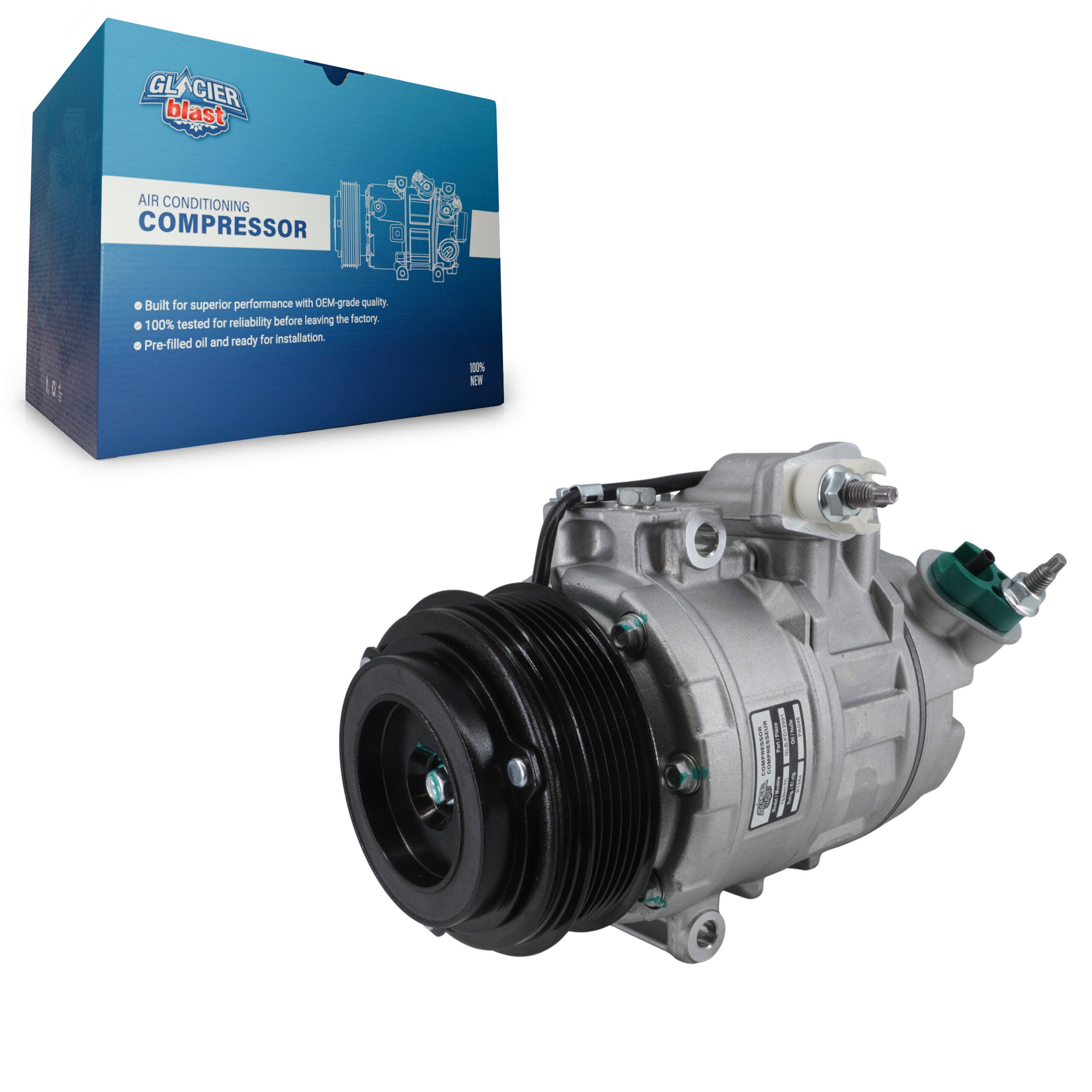 Glacier Blast GLB-FD12991 A/C Compressor for 2011-2019 Ford Explorer, Ford Police Interceptor Utility - N/A