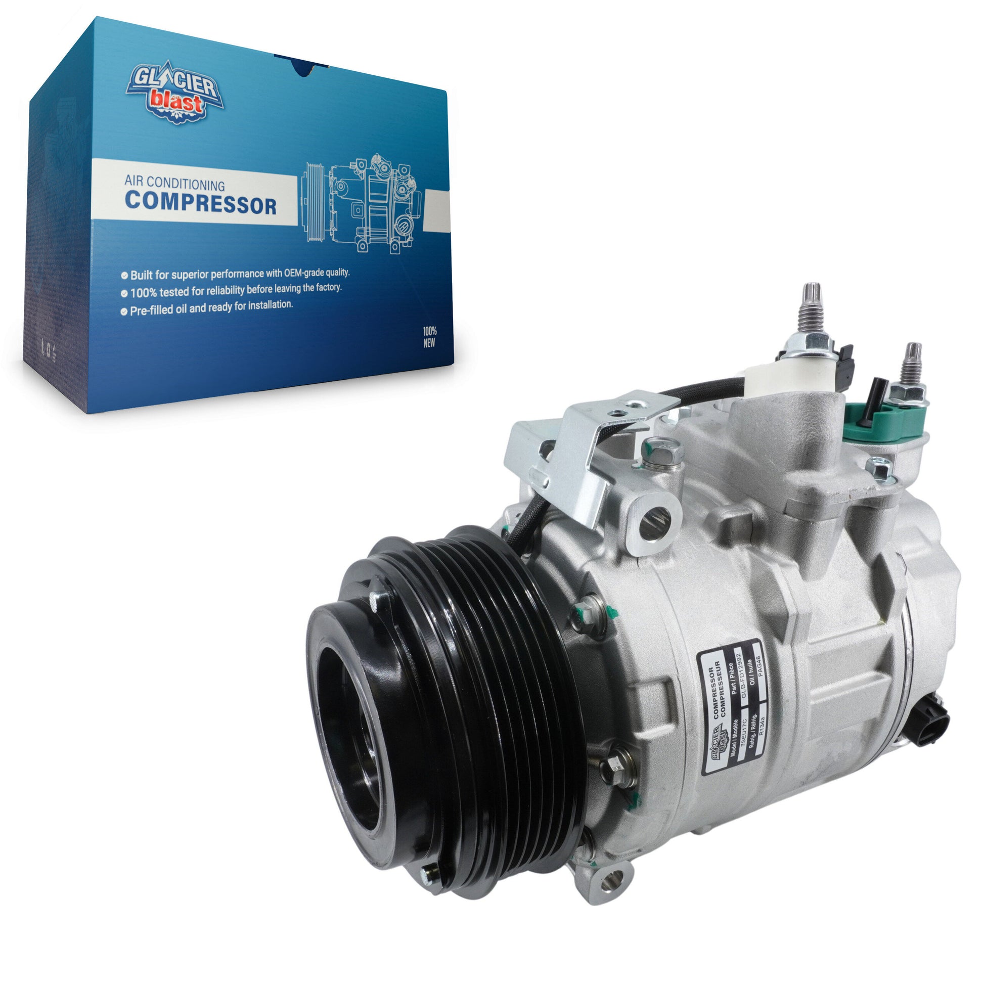 Glacier Blast GLB-FD12992 A/C Compressor for 2012-2014 Ford Explorer, Ford Edge - N/A