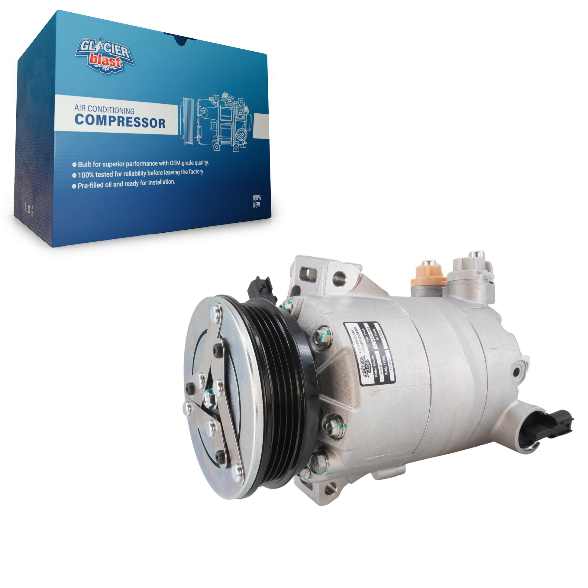 Glacier Blast GLB-FD13053 A/C Compressor for 2013-2016 Lincoln MKC, Ford Escape - N/A
