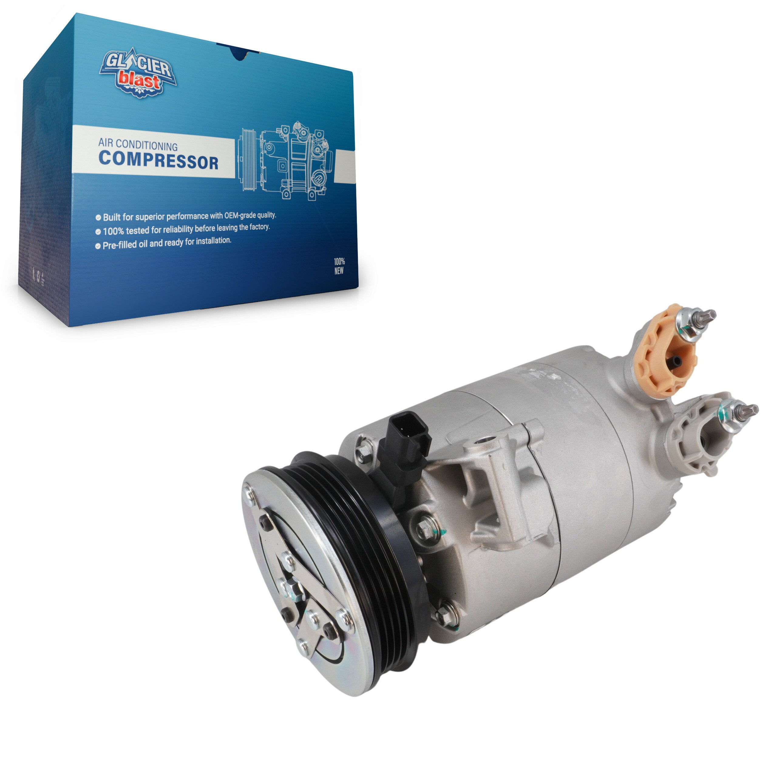 Glacier Blast GLB-FD13107 A/C Compressor for 2013-2019 Ford Focus, Ford Transit Connect, Ford Escape - N/A