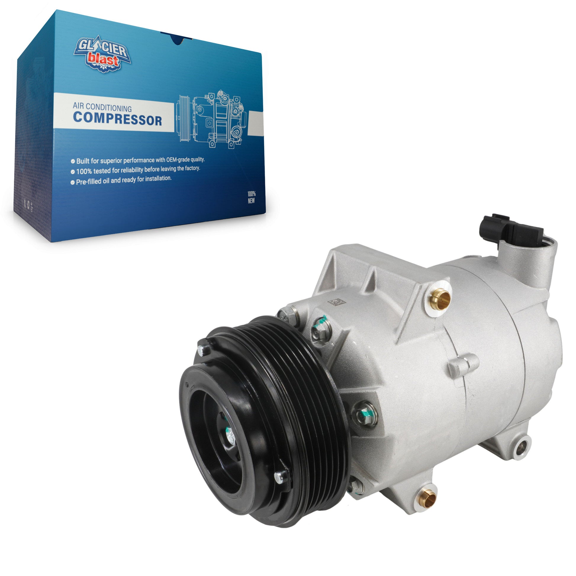 Glacier Blast GLB-FD13132 A/C Compressor for 2013-2019 Ford Escape, Ford Transit Connect - N/A