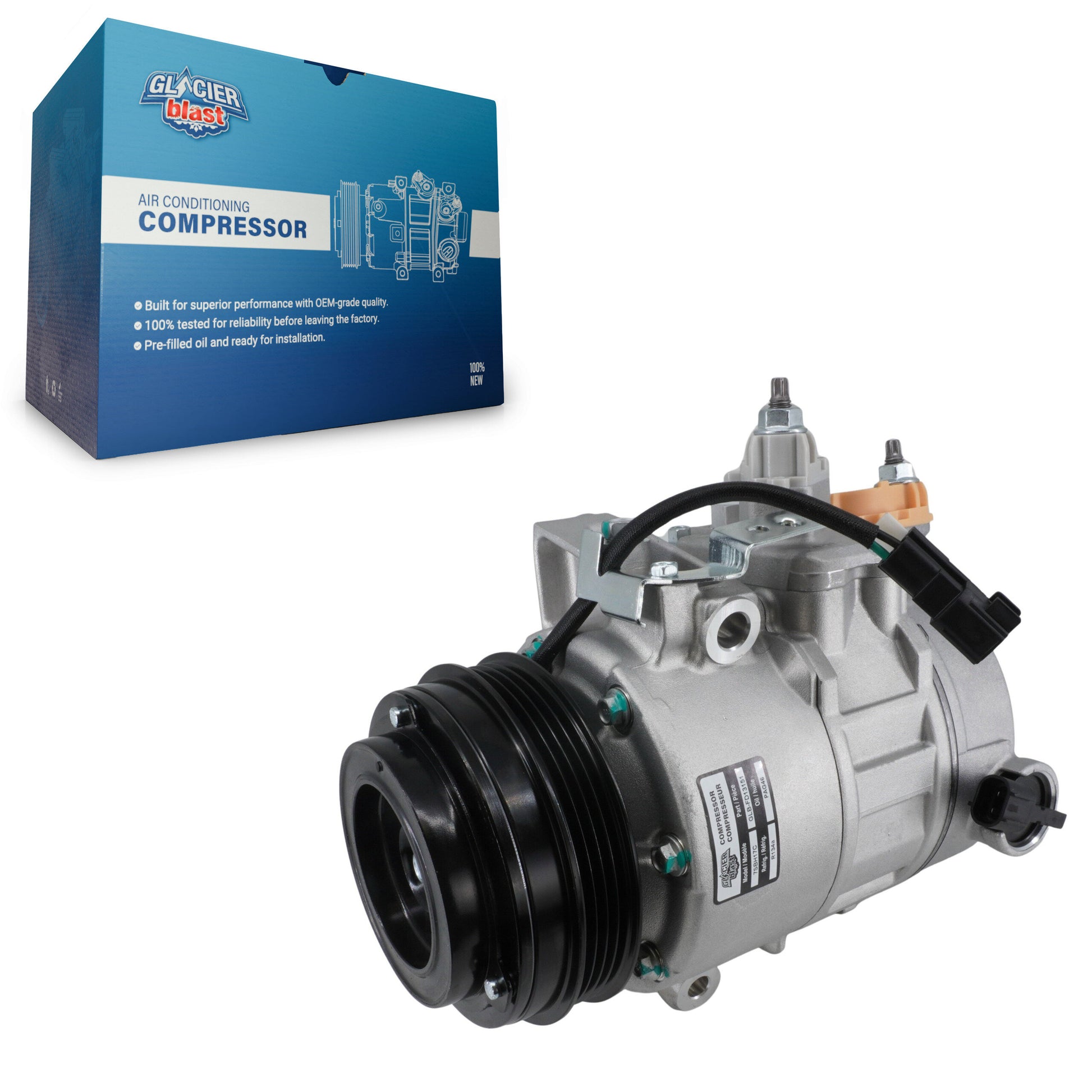 Glacier Blast GLB-FD13151 A/C Compressor for 2013-2019 Ford Explorer, Ford Special Service Police Sedan, Ford Taurus - N/A