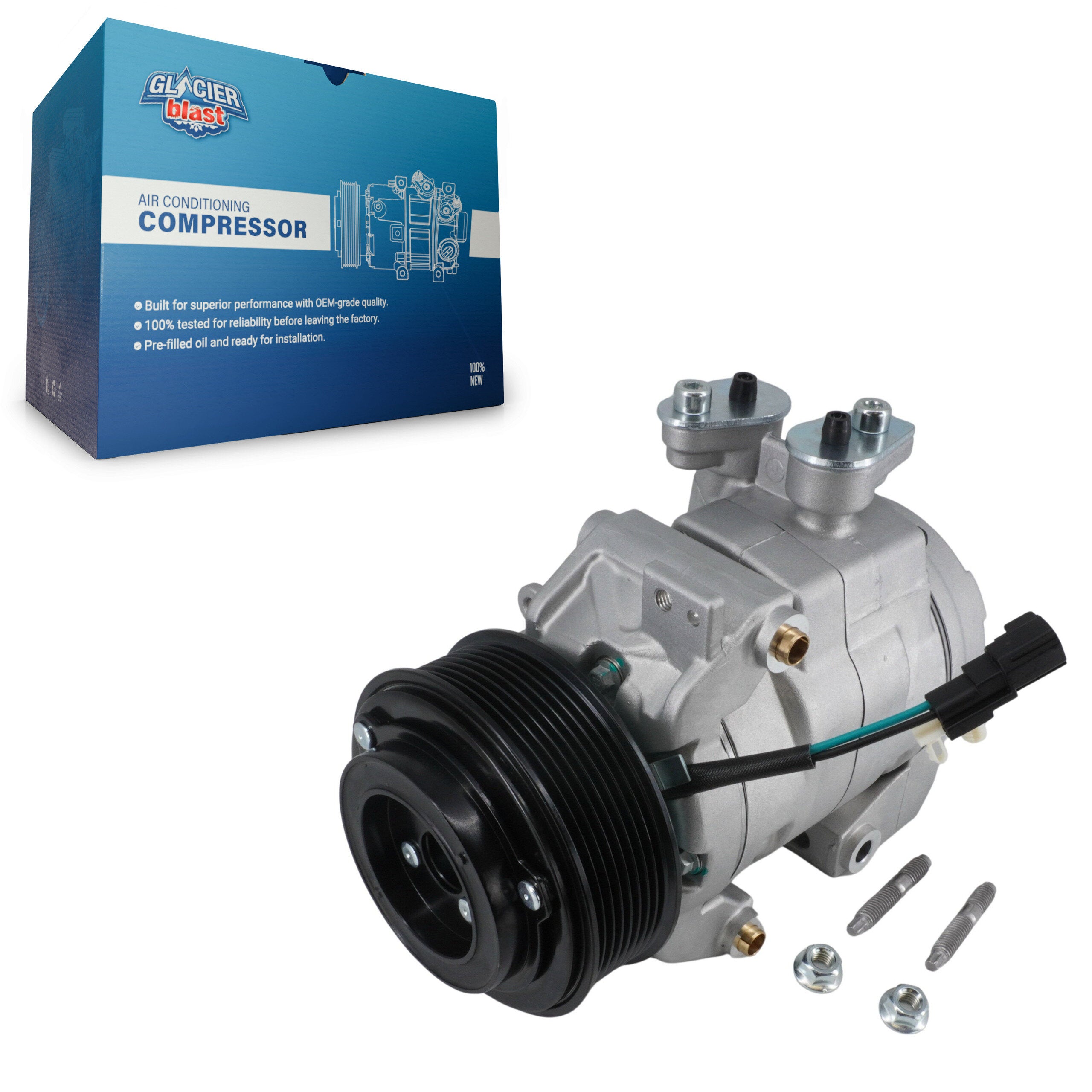 Glacier Blast GLB-FD13296 A/C Compressor for 2017-2023 Ford F-600 Super Duty, Ford F-250 Super Duty, Ford F-350 Super Duty - N/A