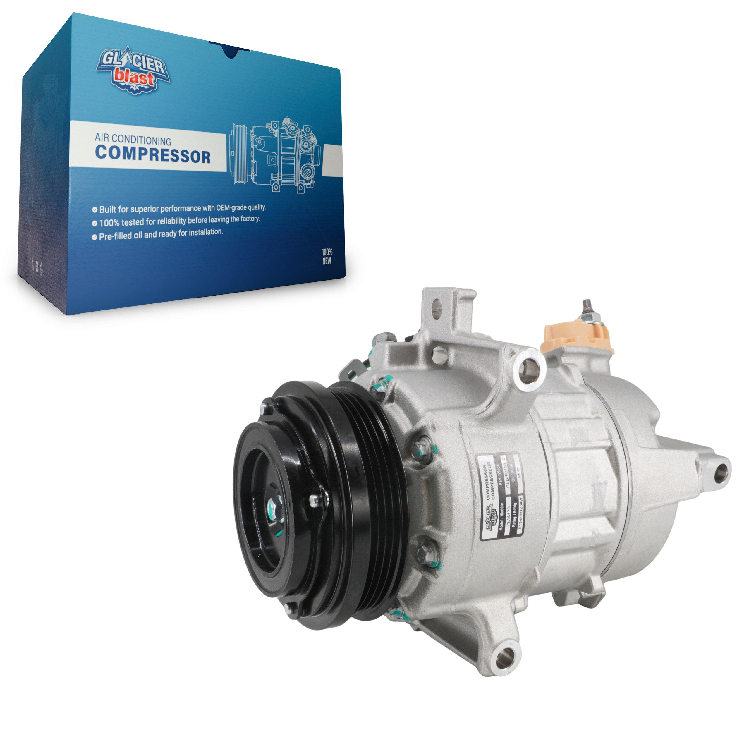 Glacier Blast GLB-FD13360 A/C Compressor for 2017-2022 Ford Expedition, Lincoln Navigator, Ford F-150 - N/A