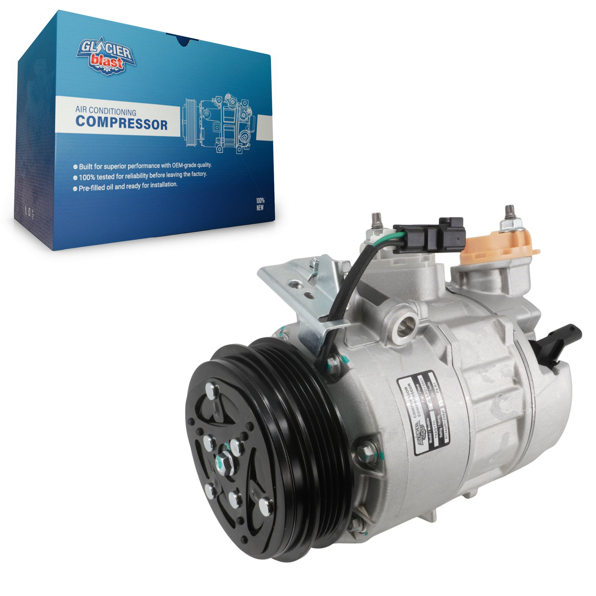 Glacier Blast GLB-FD13501 A/C Compressor for 2019-2024 Ford Edge, Ford Transit Connect, Lincoln Nautilus - N/A