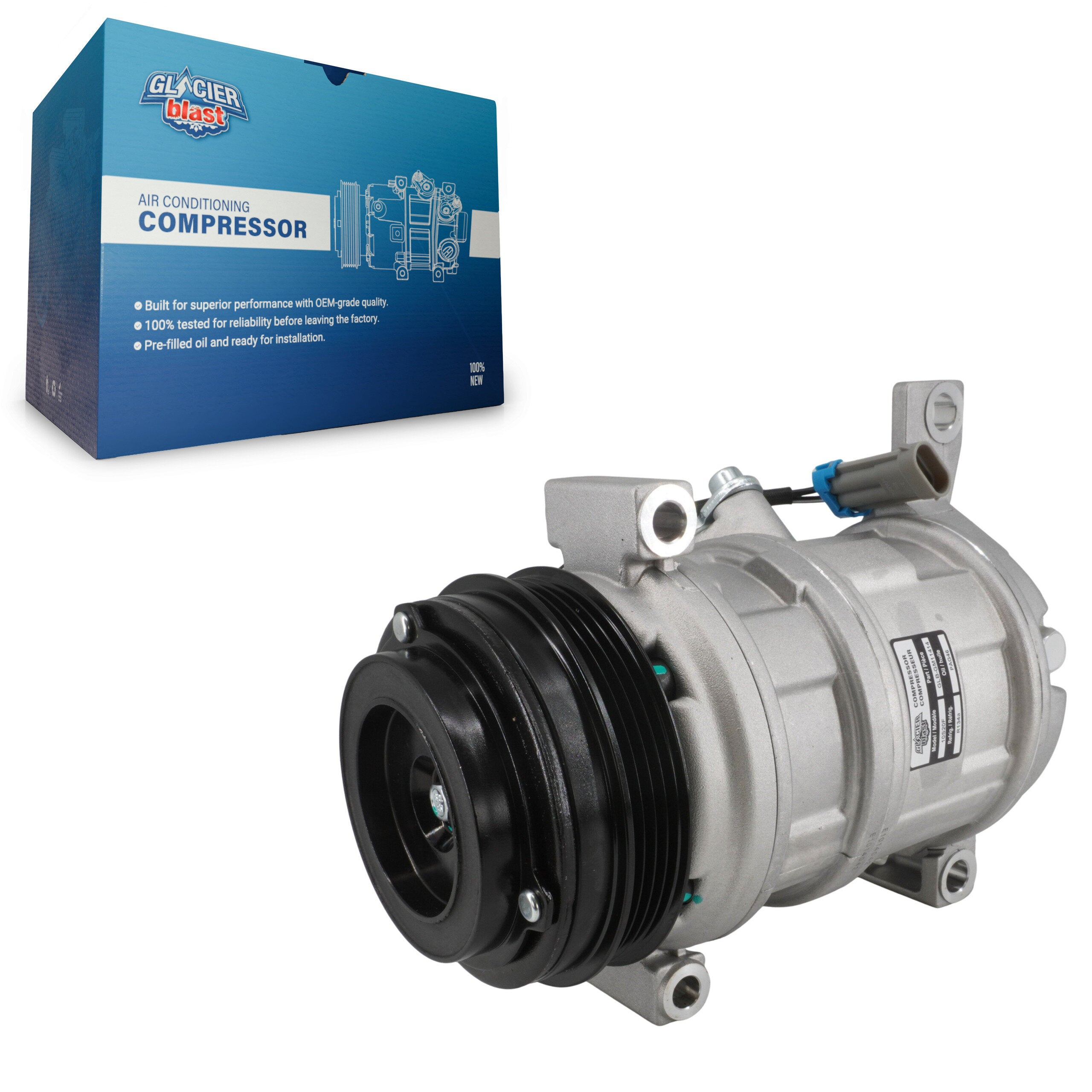 Glacier Blast GLB-GM11414 A/C Compressor for 2000-2024 Chevrolet Express 2500, Chevrolet Express 3500, Chevrolet Express 4500 - N/A
