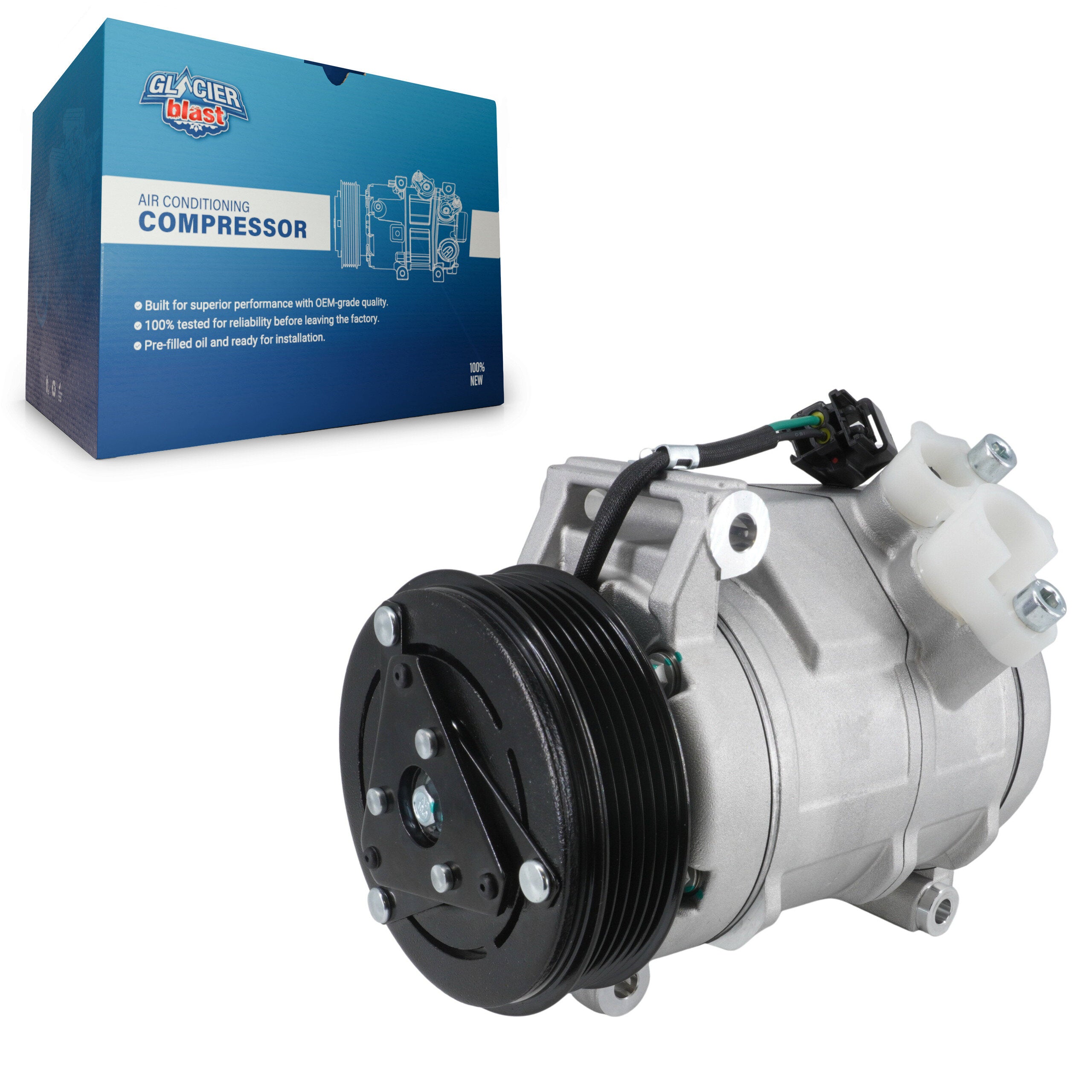 Glacier Blast GLB-GM12525 A/C Compressor for 2007-2012 Chevrolet Traverse, Buick Enclave, GMC Acadia - N/A