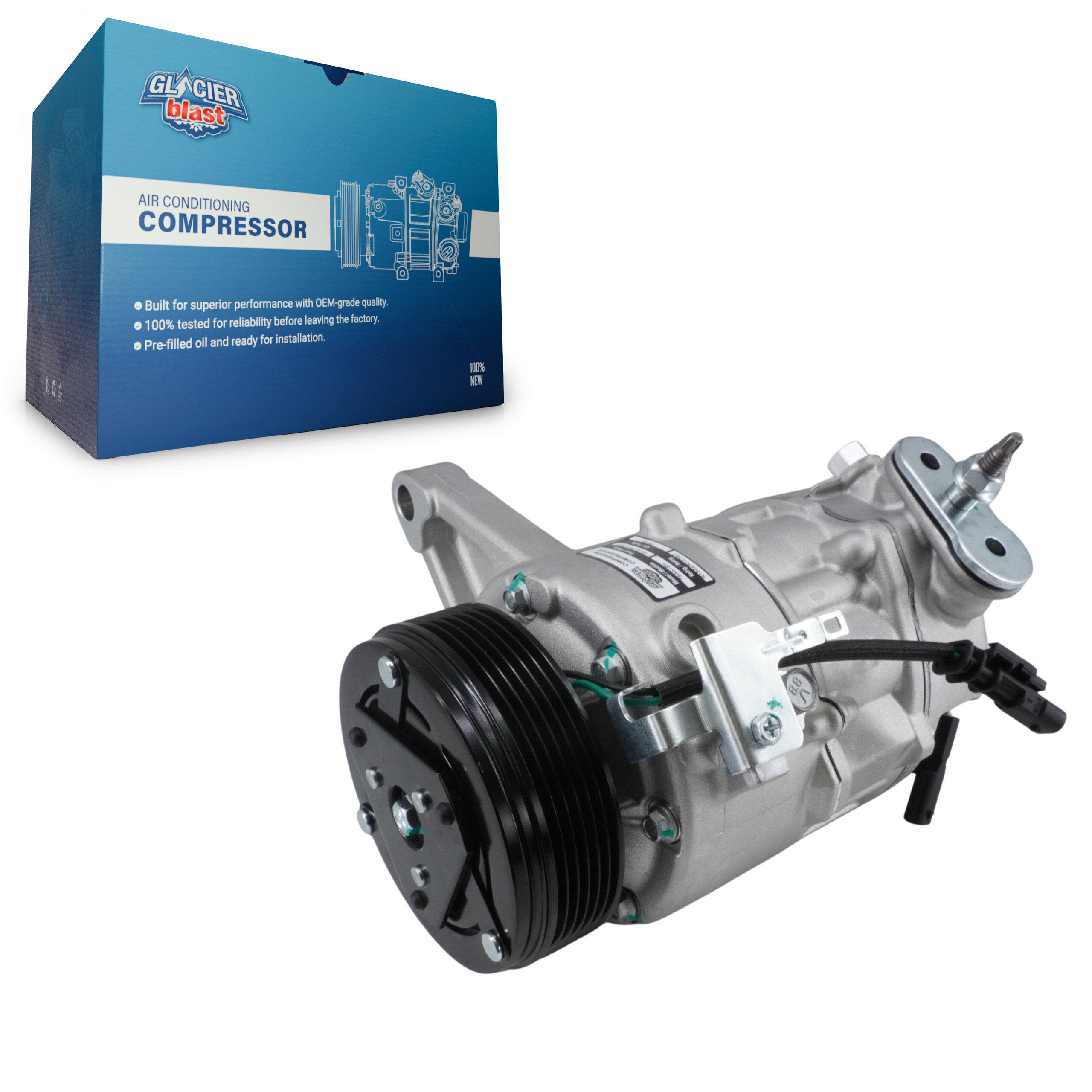 Glacier Blast GLB-GM13003 A/C Compressor for 2013-2024 GMC Acadia Limited, Buick Enclave, Cadillac XTS - N/A