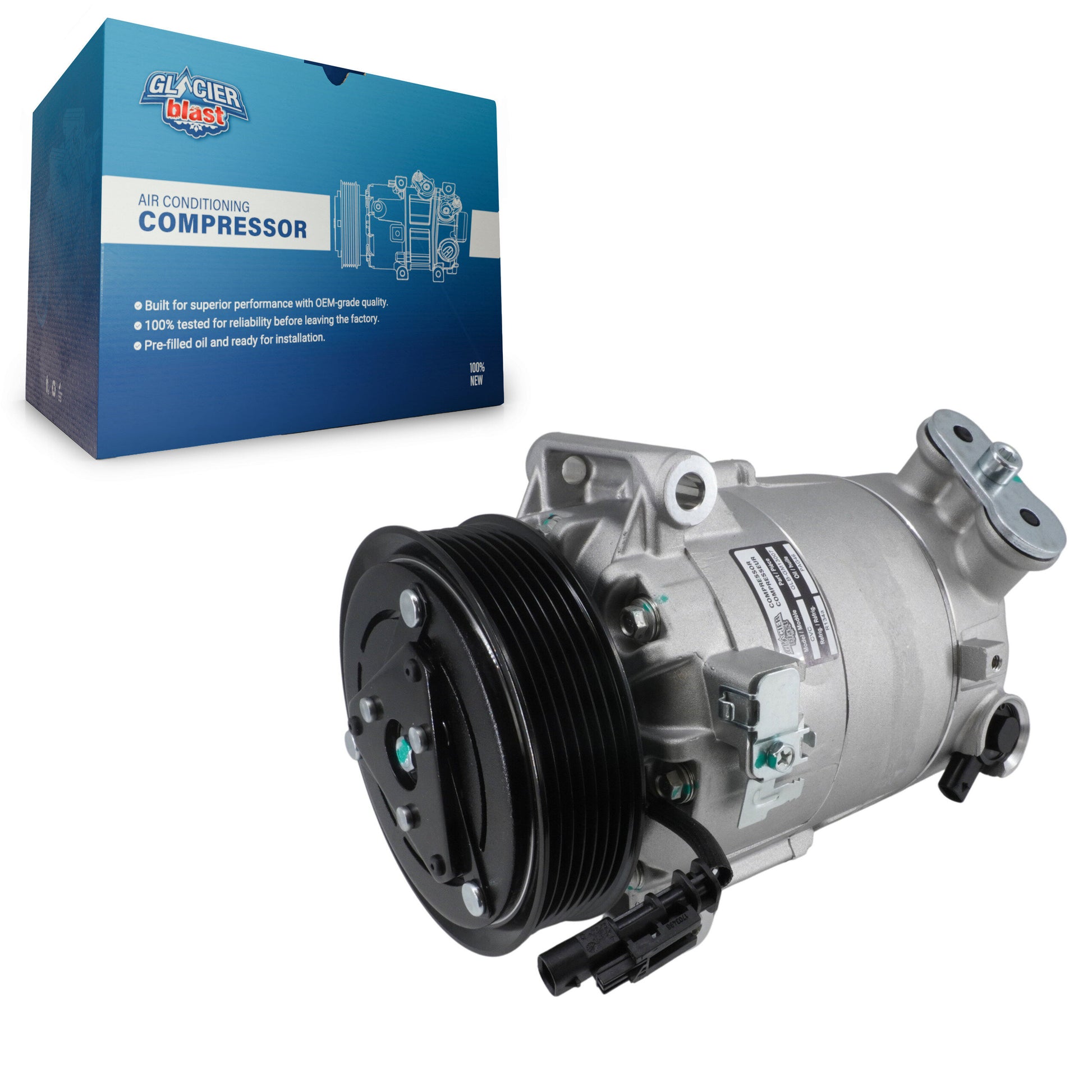 Glacier Blast GLB-GM13007 A/C Compressor for 2012-2016 Buick Regal, Chevrolet Impala, Chevrolet Malibu - N/A