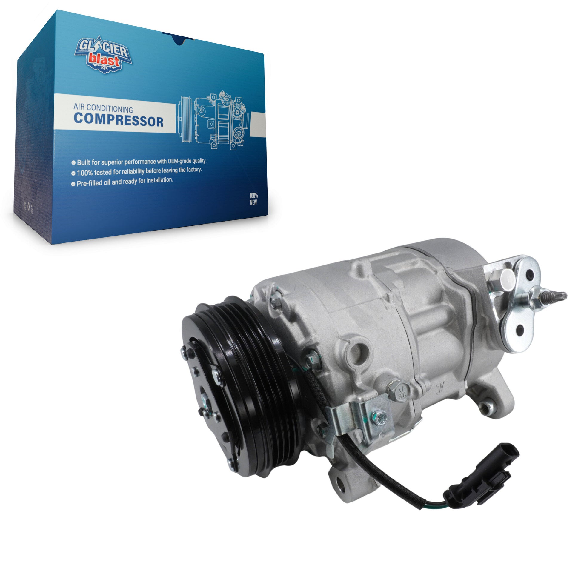 Glacier Blast GLB-GM13078 A/C Compressor for 2014-2020 Chevrolet Silverado 1500 LD, Chevrolet Suburban, GMC Sierra 1500 Limited - N/A