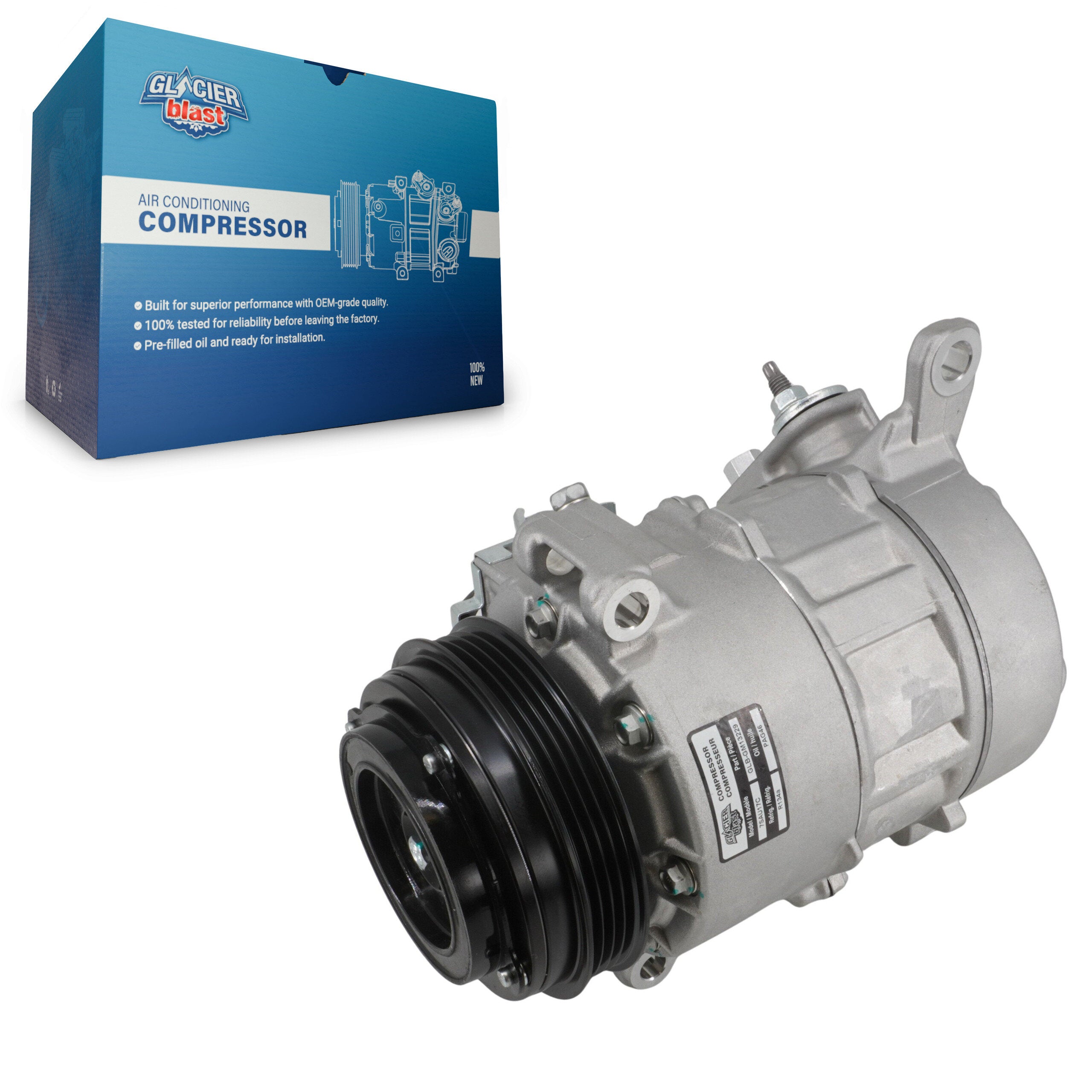 Glacier Blast GLB-GM13229 A/C Compressor for 2015-2019 Chevrolet Suburban 3500 HD, Chevrolet Silverado 2500 HD, Chevrolet Silverado 3500 HD - N/A