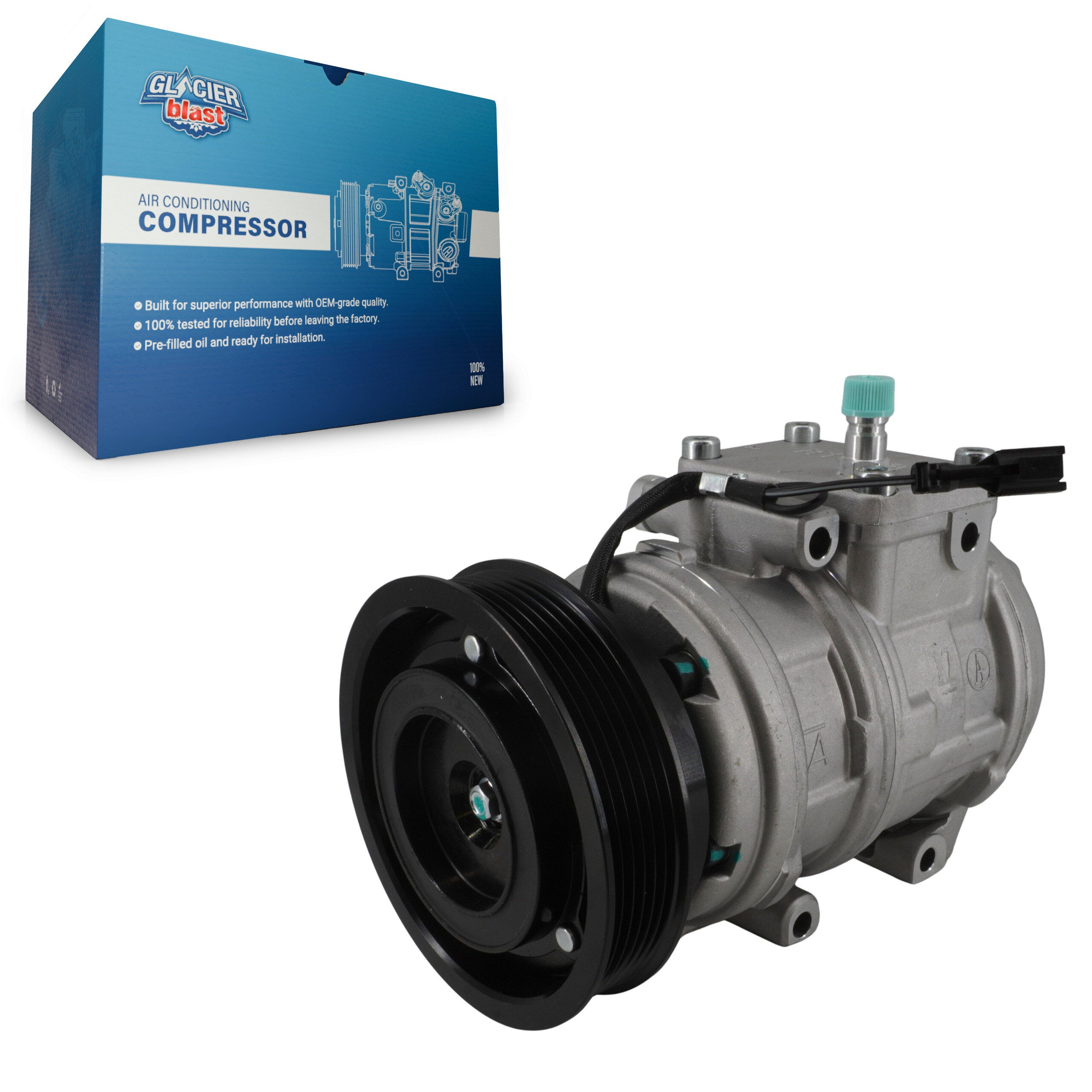 Glacier Blast GLB-HY12282 A/C Compressor for 2005-2010 Hyundai Tucson, Kia Sportage - N/A