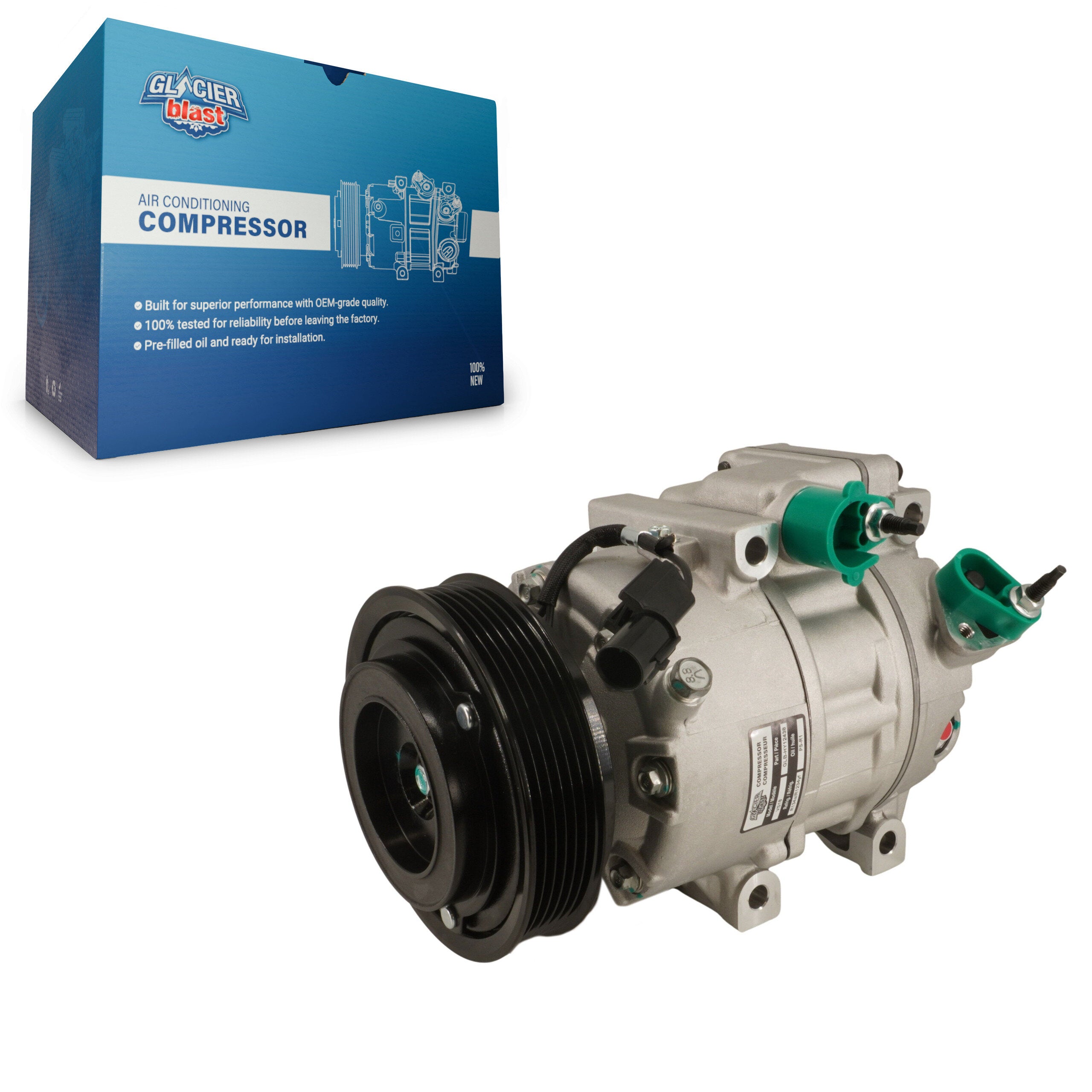 Glacier Blast GLB-HY12438 A/C Compressor for 2006-2013 Kia Sorento, Hyundai Santa Fe, Kia Magentis - N/A