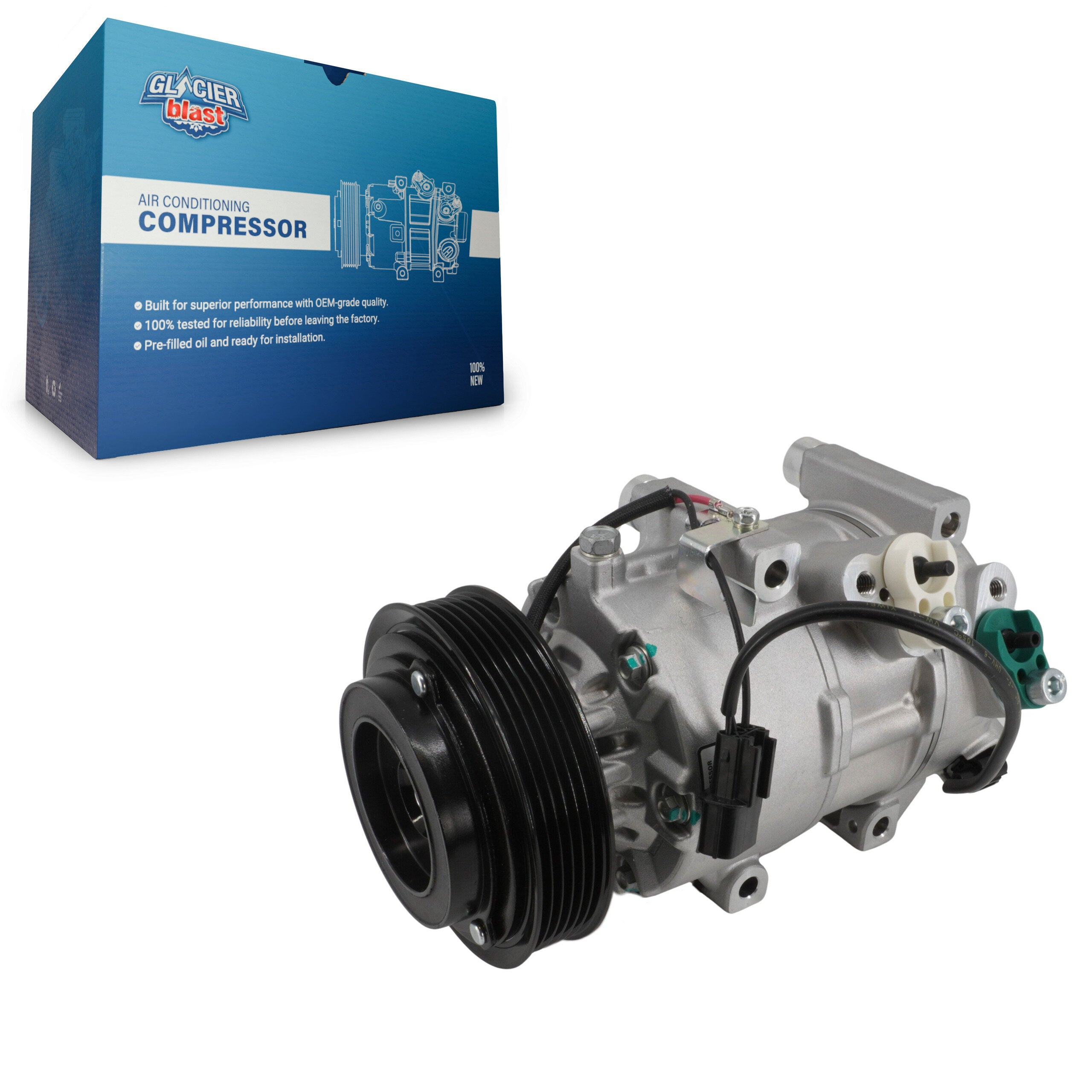 Glacier Blast GLB-HY12848 A/C Compressor for 2010-2016 Hyundai Tucson, Kia Sportage - N/A