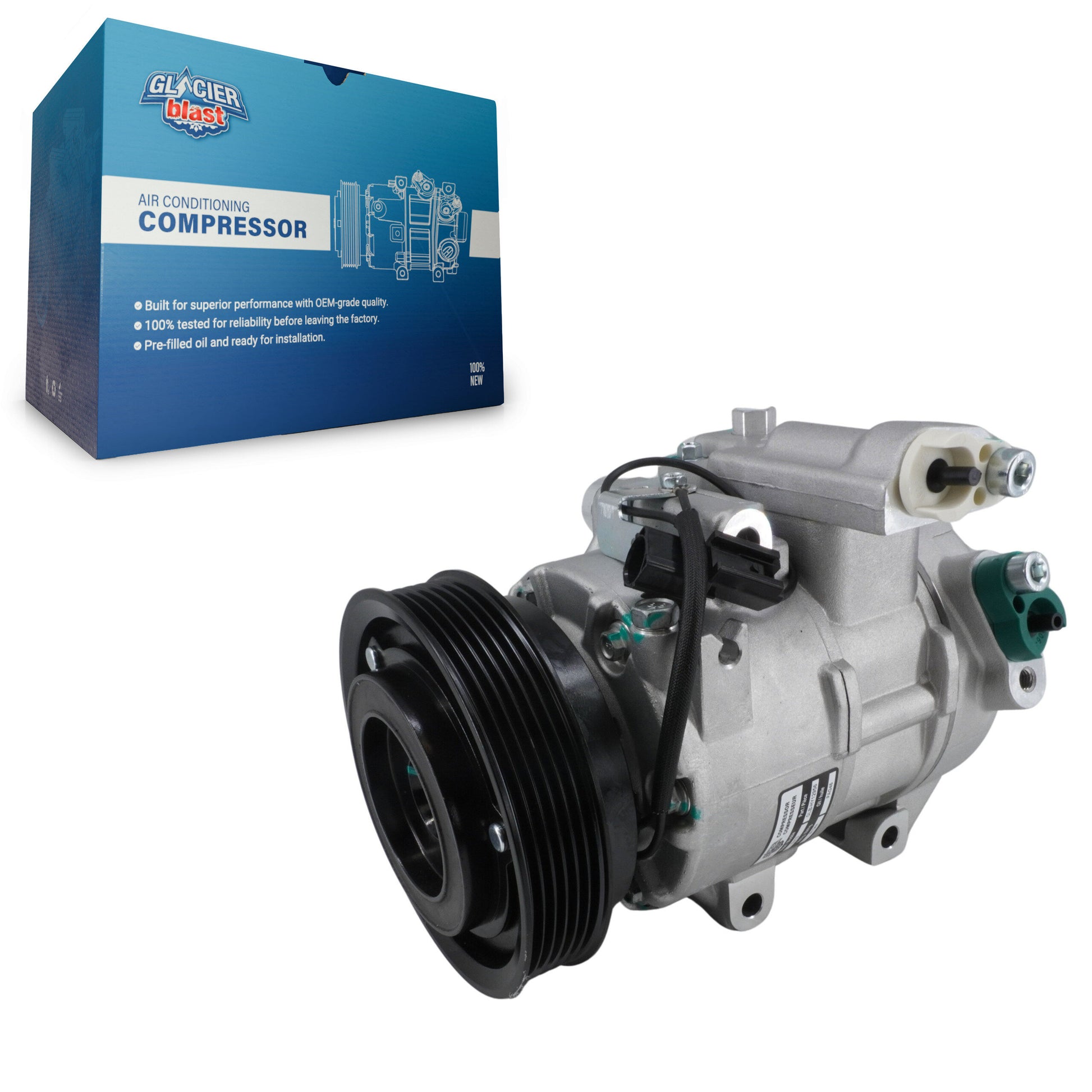 Glacier Blast GLB-HY12956 A/C Compressor for 2012-2014 Hyundai Veloster, Hyundai Accent - N/A
