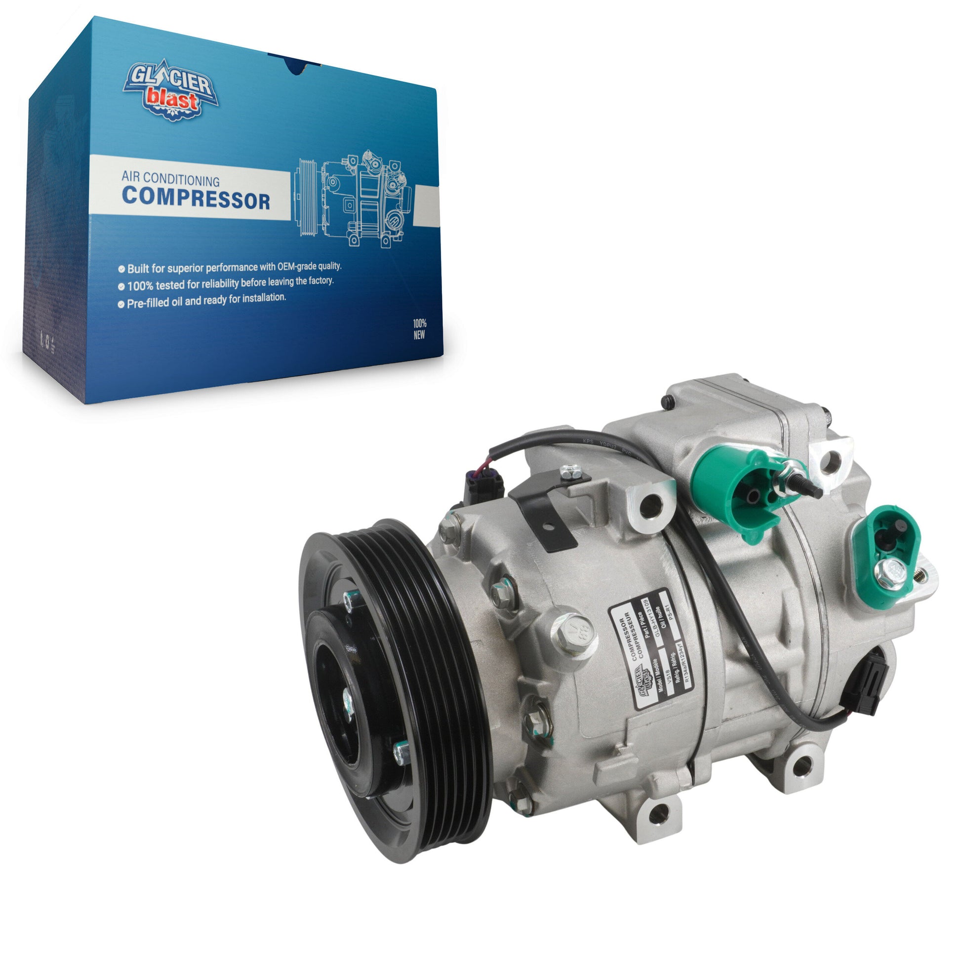 Glacier Blast GLB-HY13109 A/C Compressor for 2012-2019 Kia Sorento, Hyundai Santa Fe, Hyundai Santa Fe XL - N/A