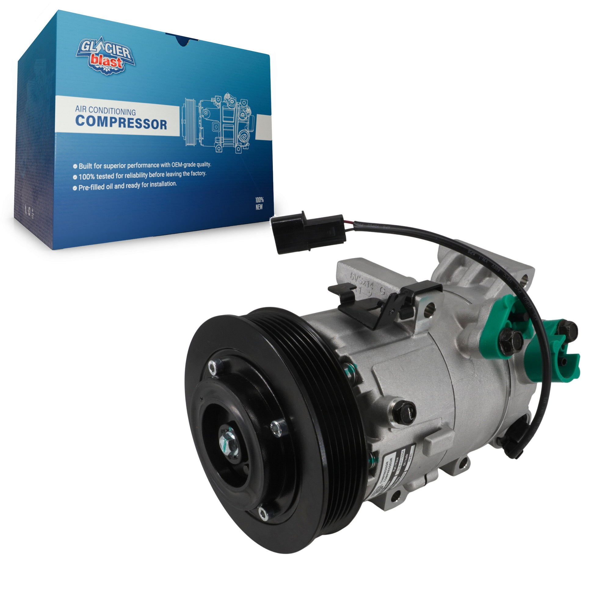 Glacier Blast GLB-HY13204 A/C Compressor for 2014-2020 Hyundai Elantra GT, Hyundai Elantra, Kia Forte Koup - N/A