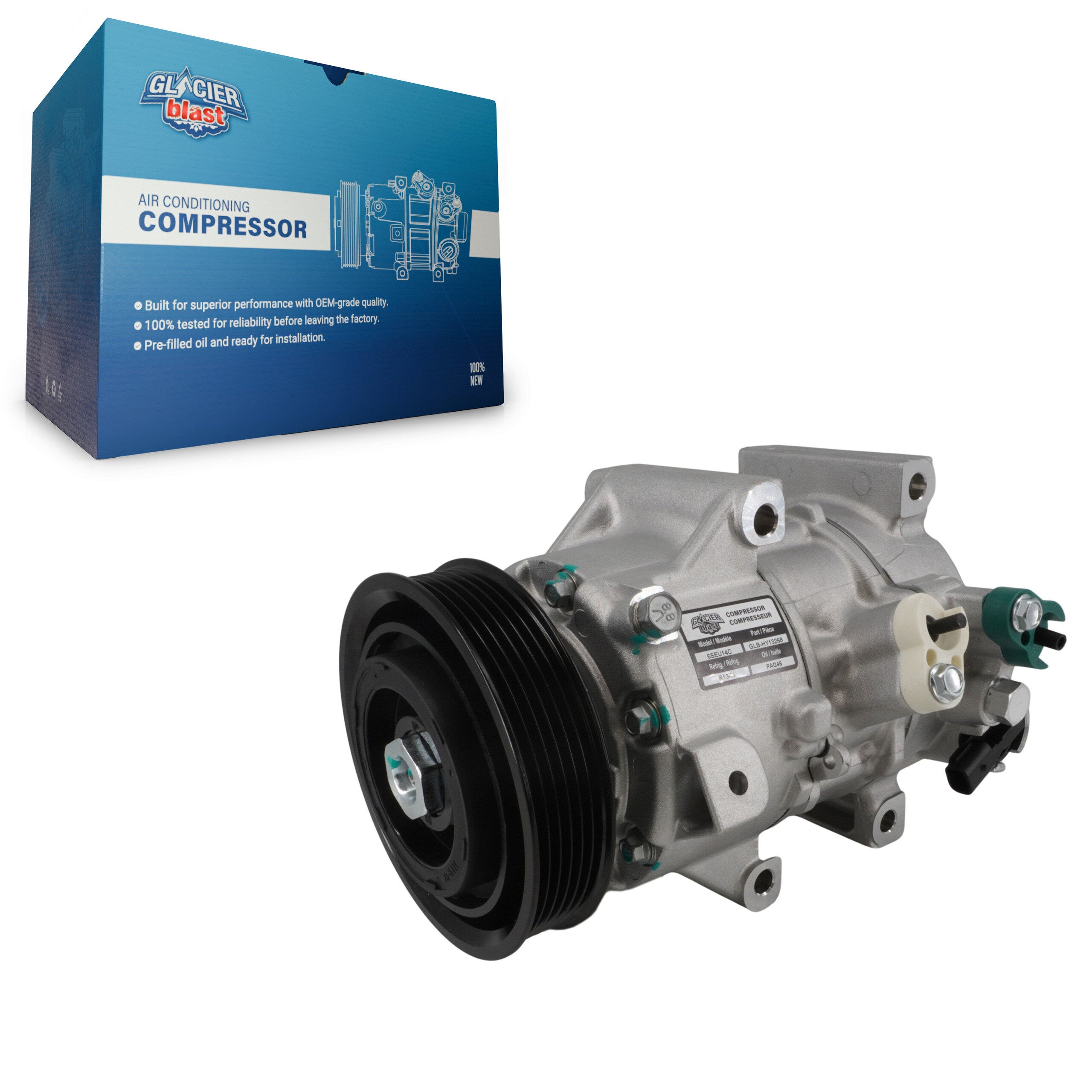Glacier Blast GLB-HY13268 A/C Compressor for 2015-2017 Hyundai Sonata - N/A