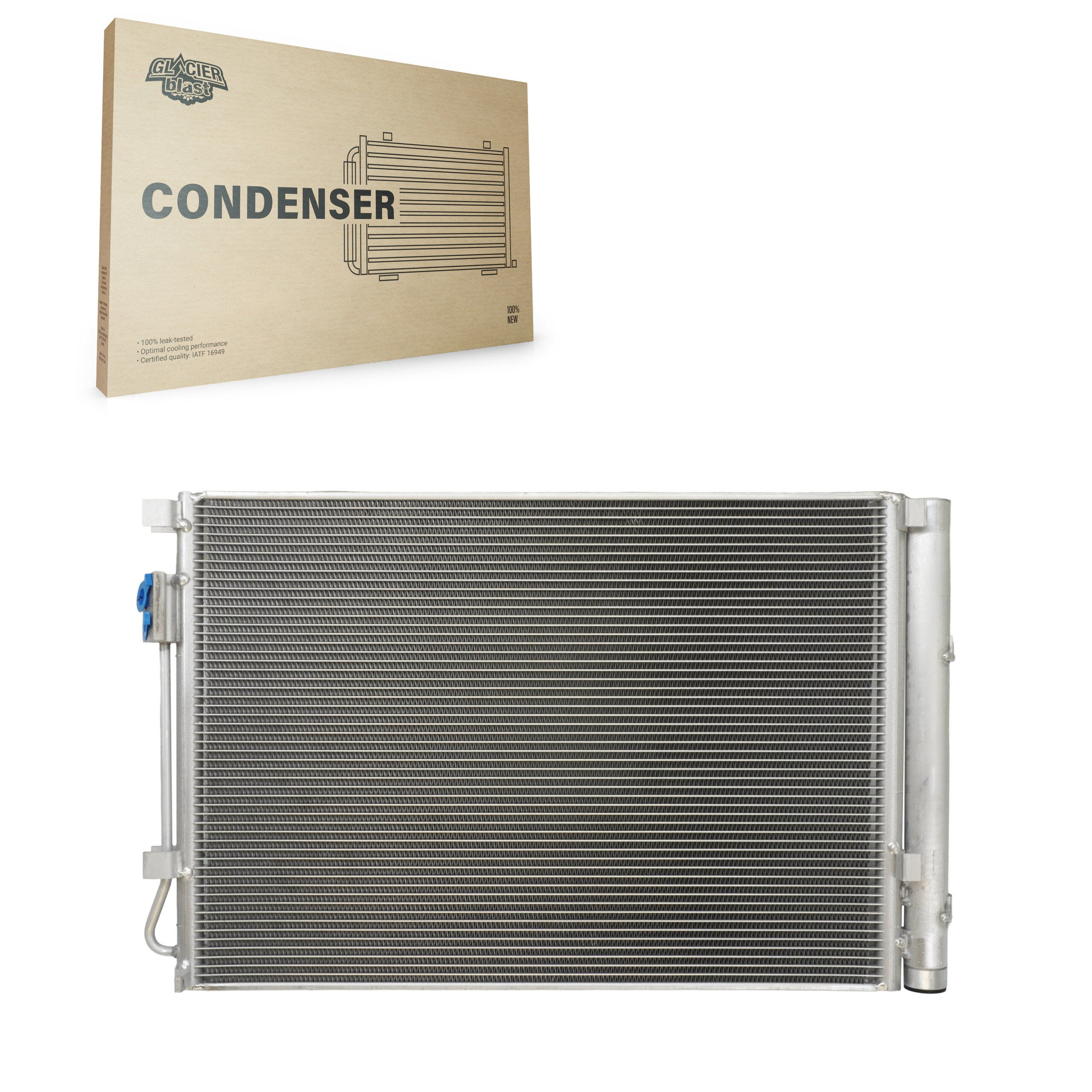 Glacier Blast GLB-HY4438 A/C Condenser for 2014-2017 Hyundai Accent, Hyundai Veloster, Kia Rio - N/A