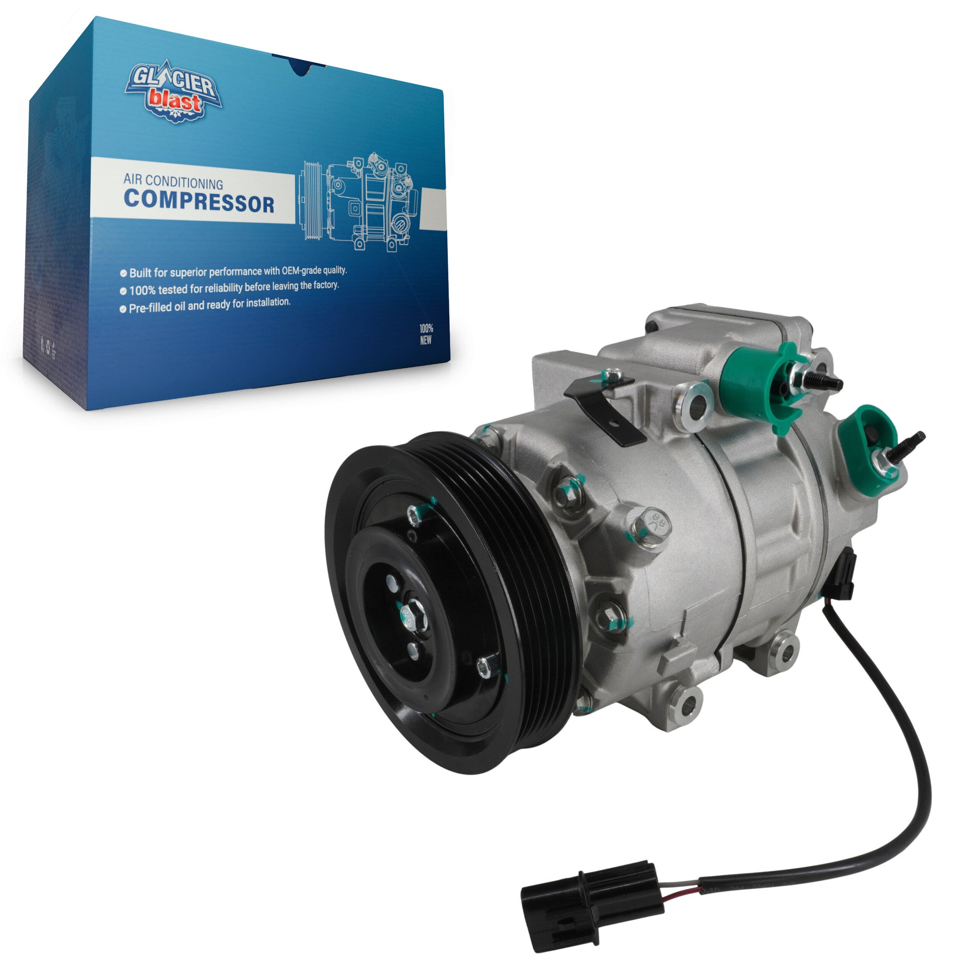 Glacier Blast GLB-KA13157 A/C Compressor for 2011-2018 Kia Sorento, Hyundai Santa Fe Sport - N/A