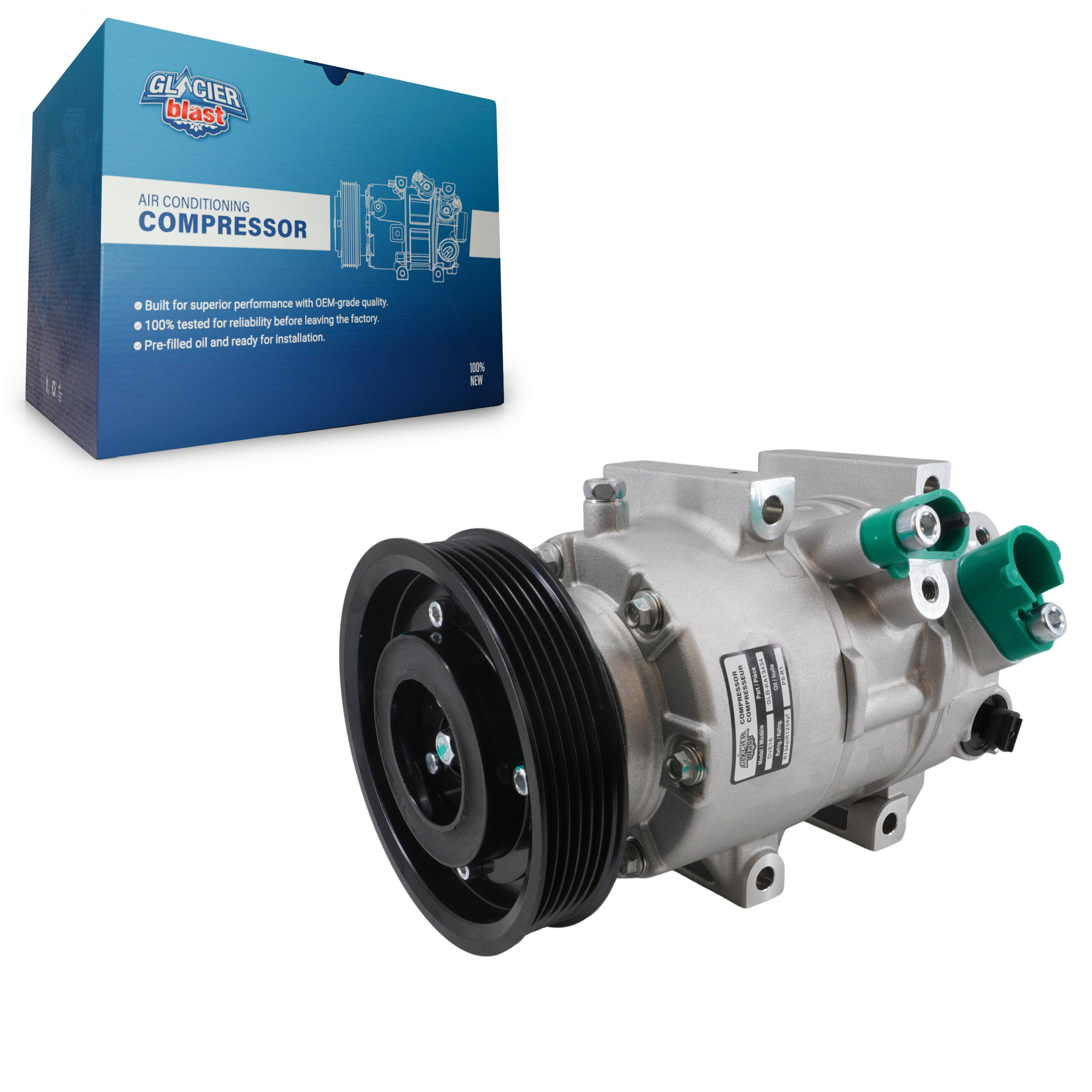 Glacier Blast GLB-KA13434 A/C Compressor for 2017-2019 Hyundai Tucson, Kia Sportage - N/A