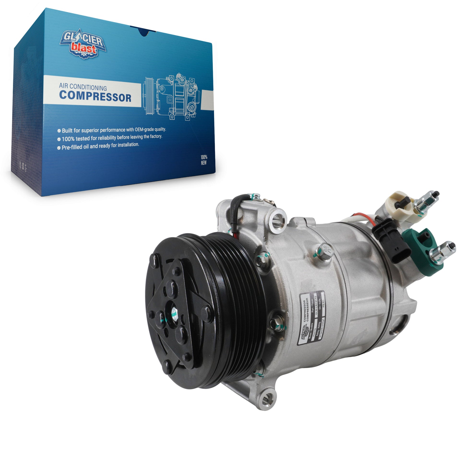 Glacier Blast GLB-LR13172 A/C Compressor for 2013-2024 Land Rover Defender 110, Land Rover Defender 130, Land Rover Defender 90 - N/A