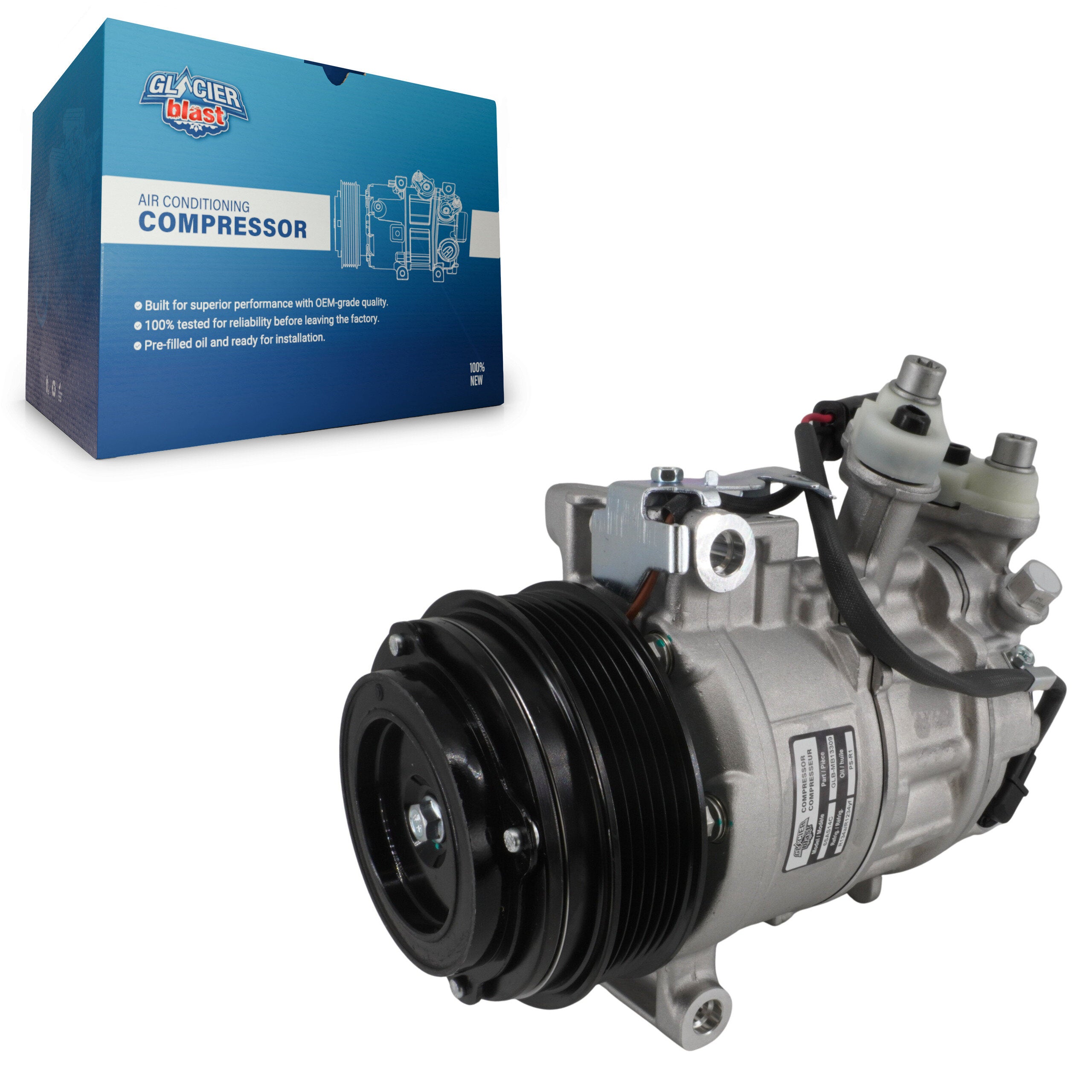 Glacier Blast GLB-MB13309 A/C Compressor for 2015-2023 Mercedes-Benz E350, Mercedes-Benz E63 AMG S, Mercedes-Benz C43 AMG - N/A