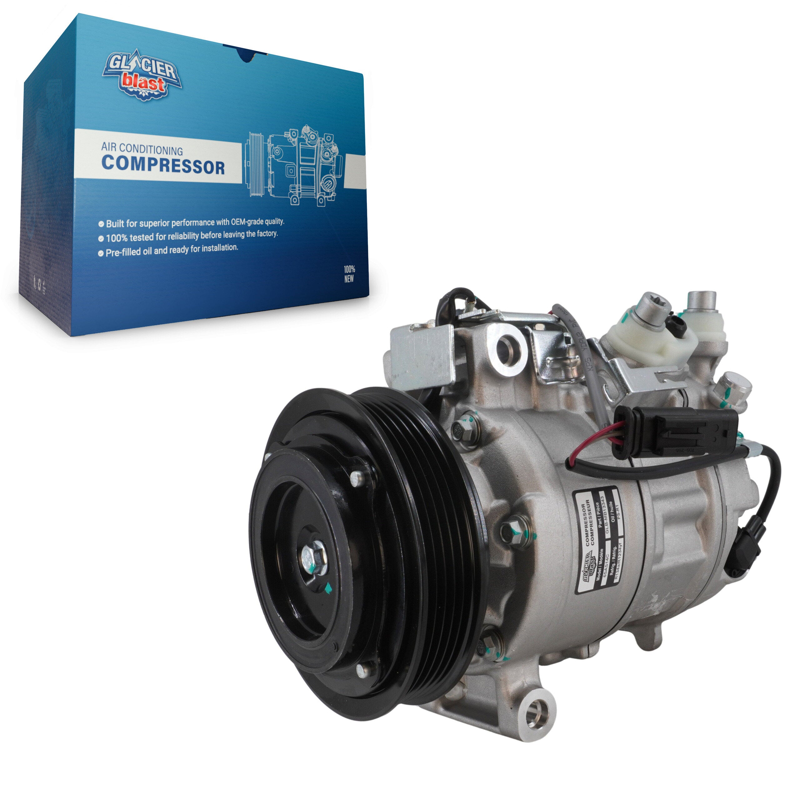 Glacier Blast GLB-MB13343 A/C Compressor for 2014-2025 Mercedes-Benz CLA45 AMG S, Mercedes-Benz GLB35 AMG, Mercedes-Benz A35 AMG - N/A
