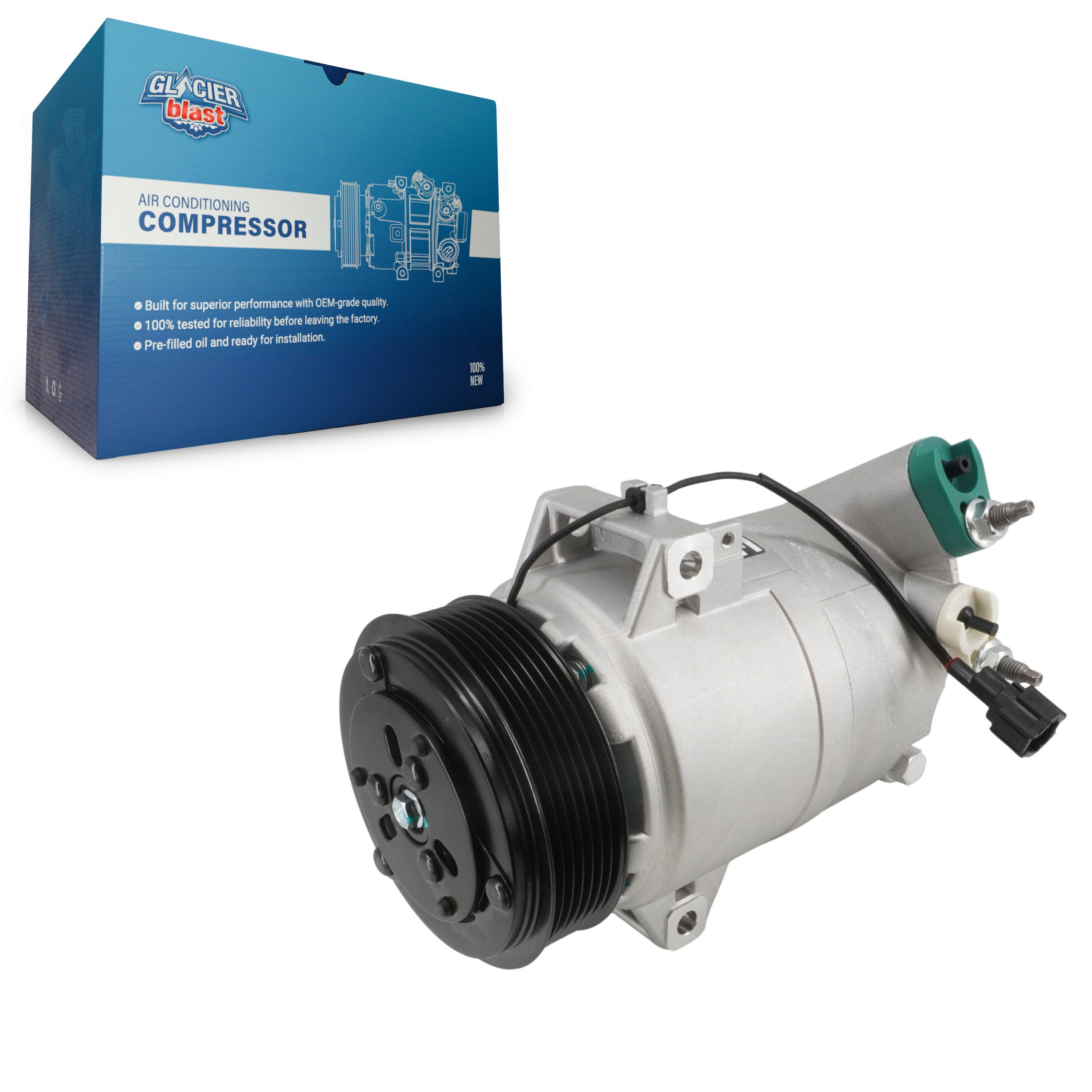 Glacier Blast GLB-NI12310 A/C Compressor for 2005-2021 Nissan NV1500, Nissan NV2500, Nissan NV3500 - N/A