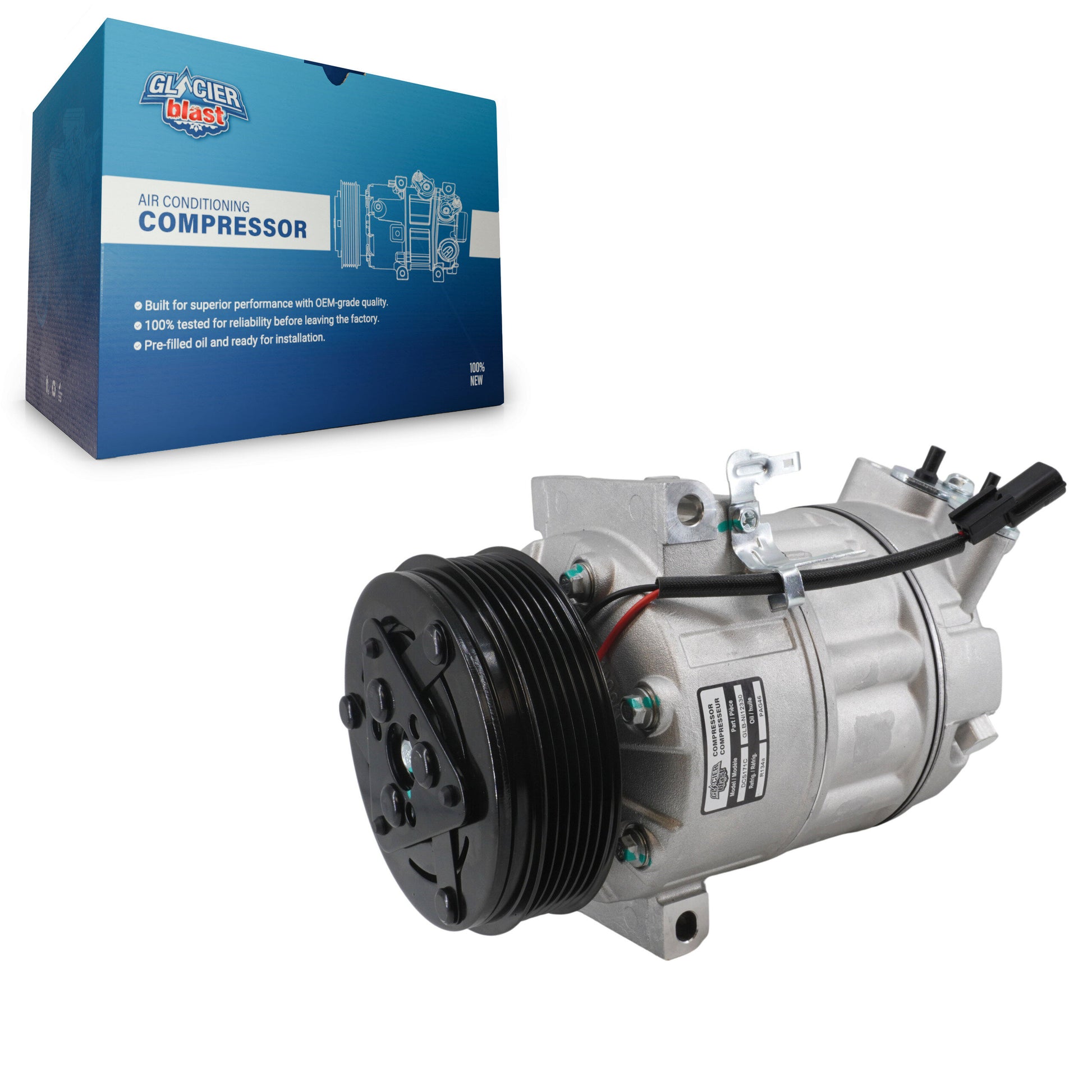 Glacier Blast GLB-NI12330 A/C Compressor for 2007-2012 Nissan Sentra - N/A