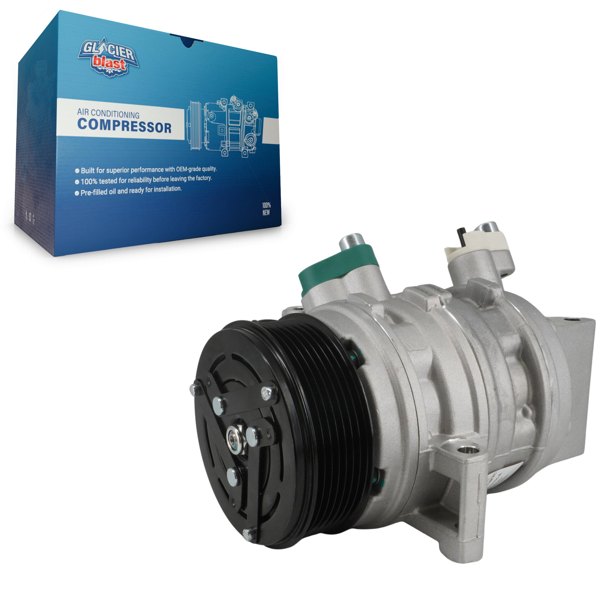Glacier Blast GLB-NI13076 A/C Compressor for 2012-2019 Nissan Micra, Nissan Versa Note, Nissan Versa - N/A