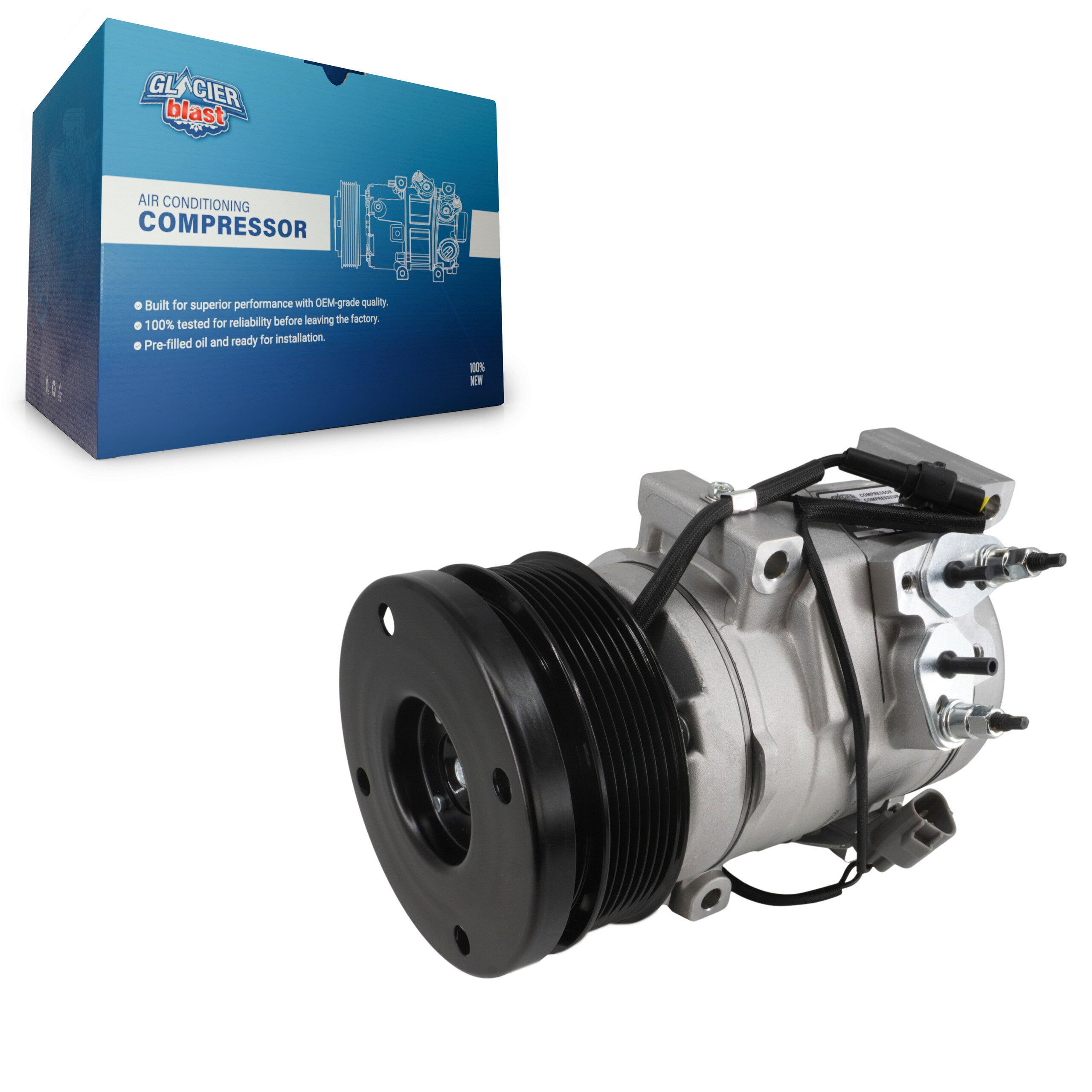 Glacier Blast GLB-TO12256 A/C Compressor for 2003-2014 Toyota FJ Cruiser, Toyota Tundra, Toyota 4Runner - N/A