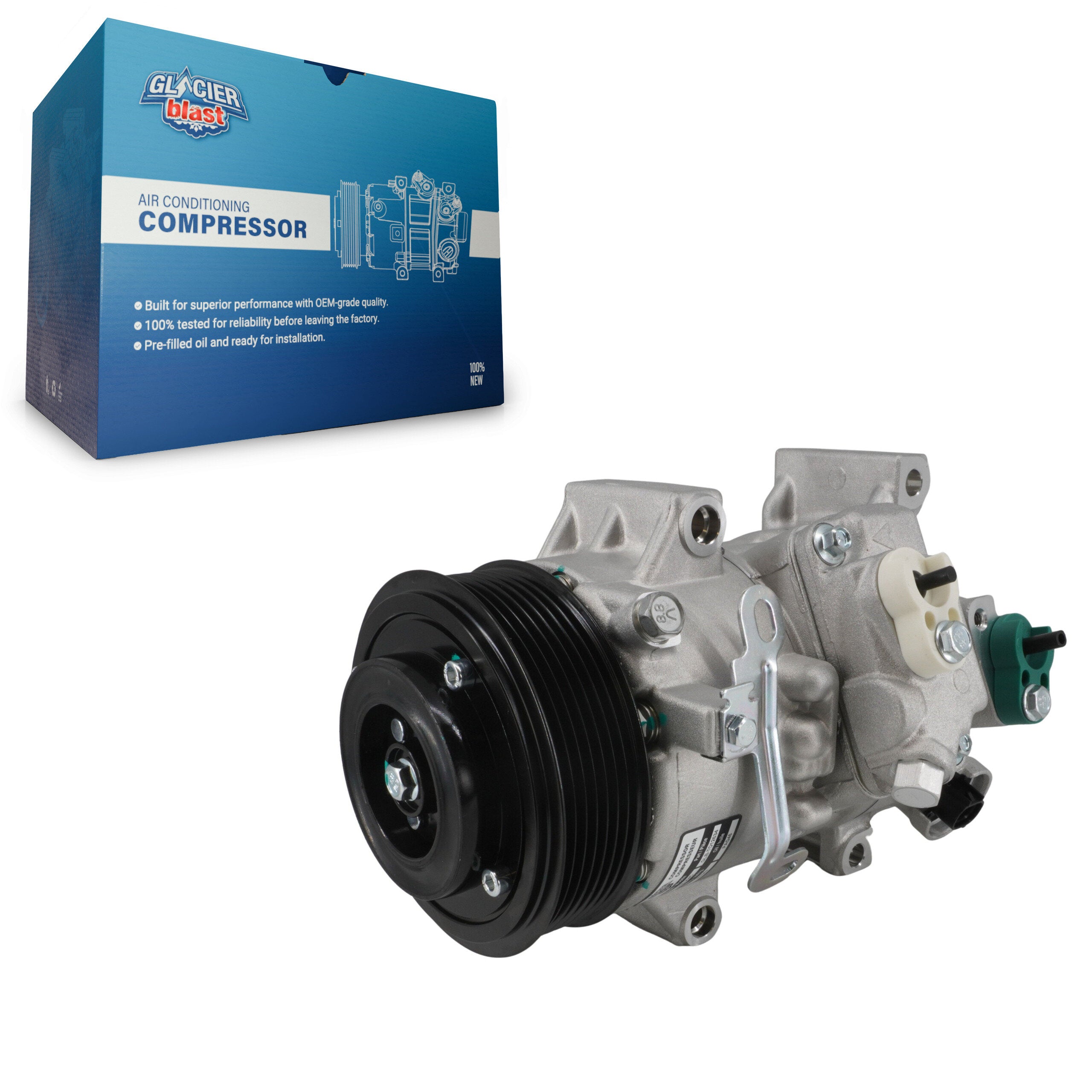 Glacier Blast GLB-TO12634 A/C Compressor for 2008-2015 Pontiac Vibe, Toyota Corolla, Toyota Matrix - N/A