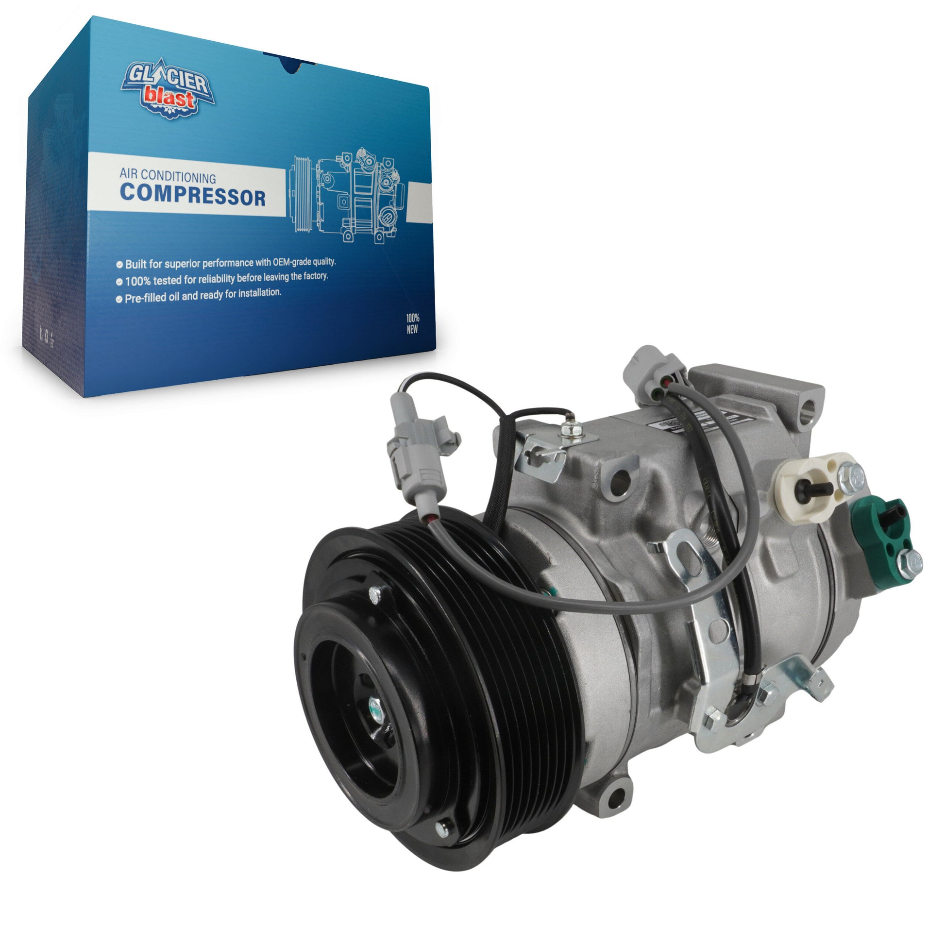 Glacier Blast GLB-TO12902 A/C Compressor for 2008-2023 Toyota Sequoia, Lexus LX570, Toyota Land Cruiser - N/A
