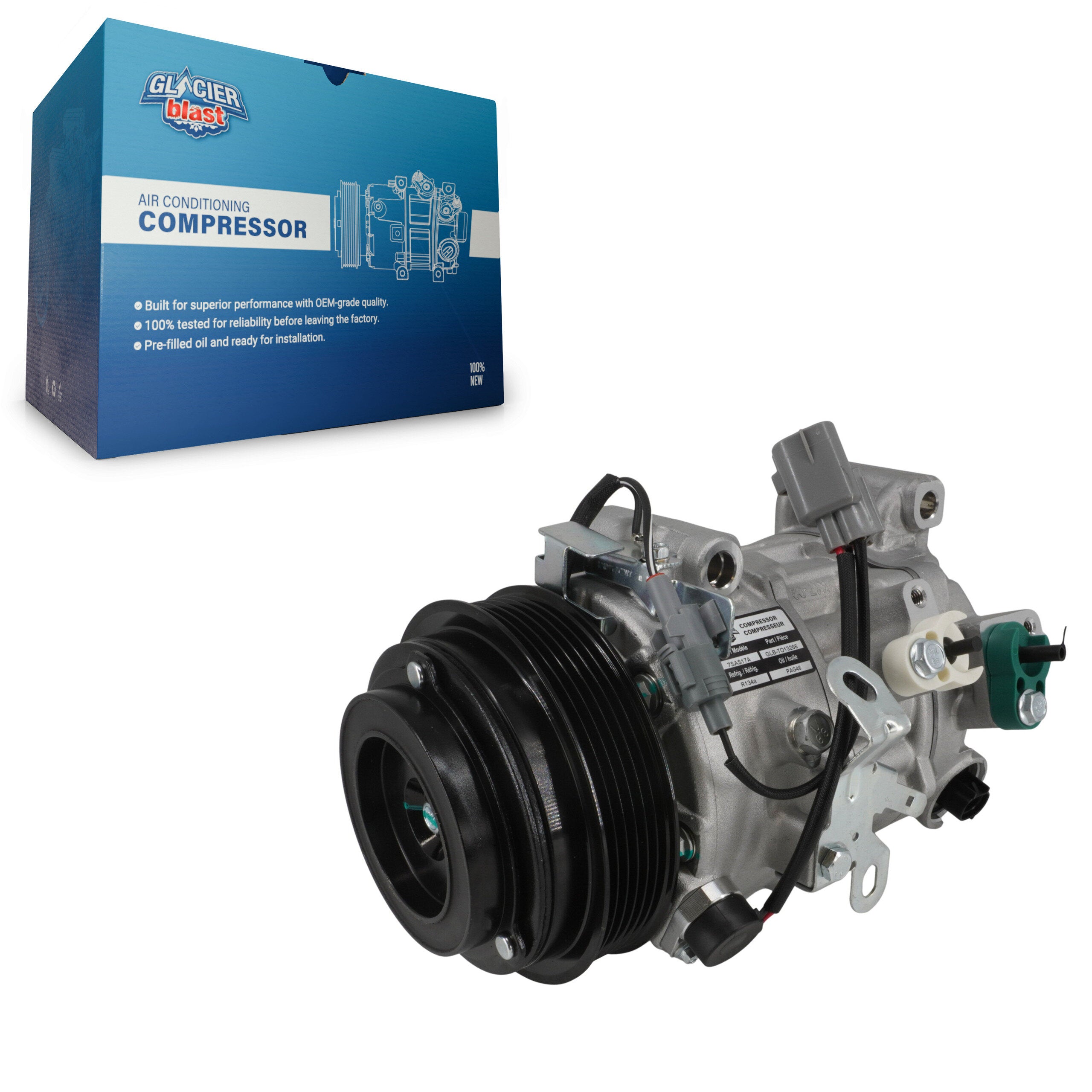 Glacier Blast GLB-TO13266 A/C Compressor for 2013-2020 Lexus IS350, Toyota RAV4, Lexus GS200t - N/A