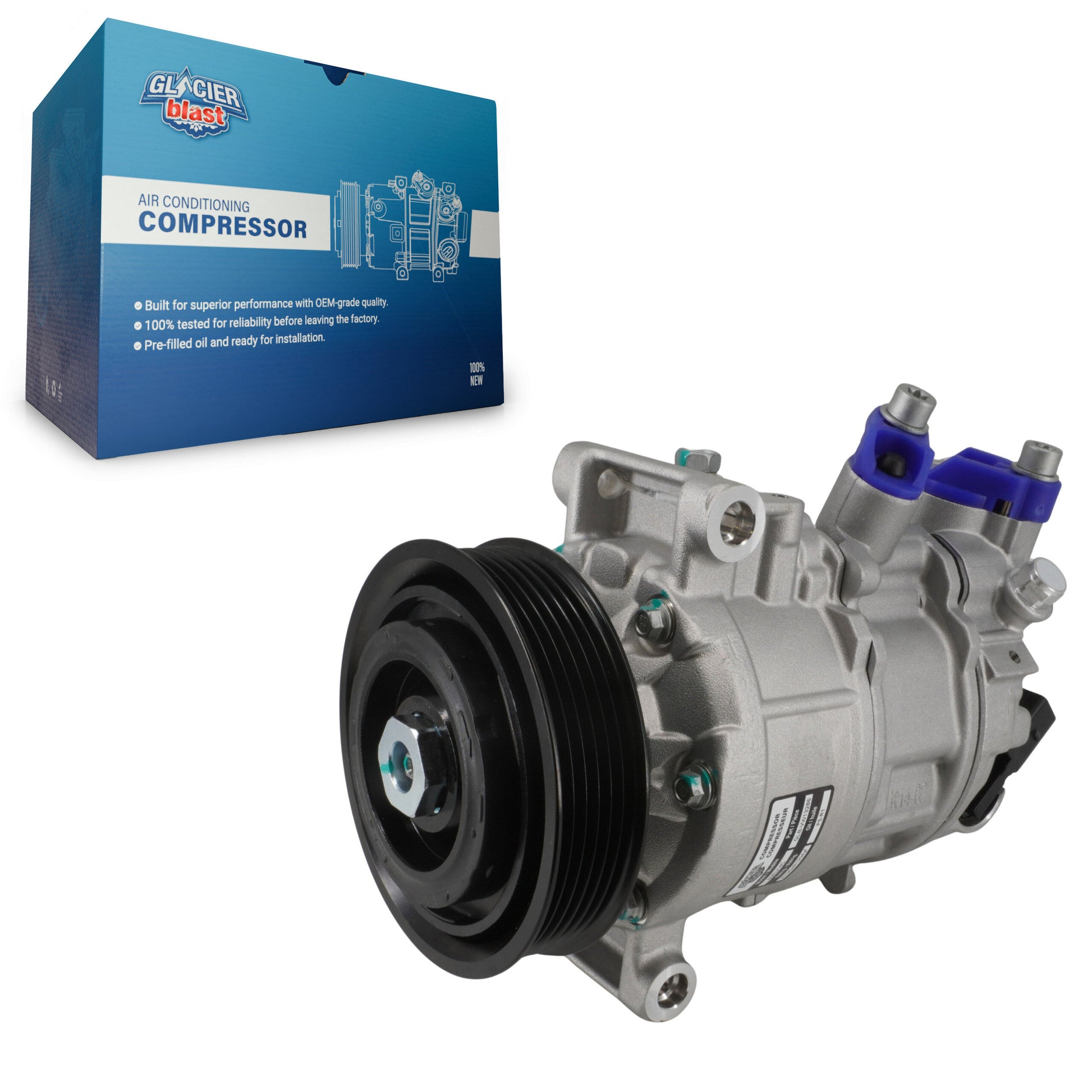 Glacier Blast GLB-VW13286 A/C Compressor for 2015-2025 Audi Q3, Volkswagen Arteon, Volkswagen Golf - N/A