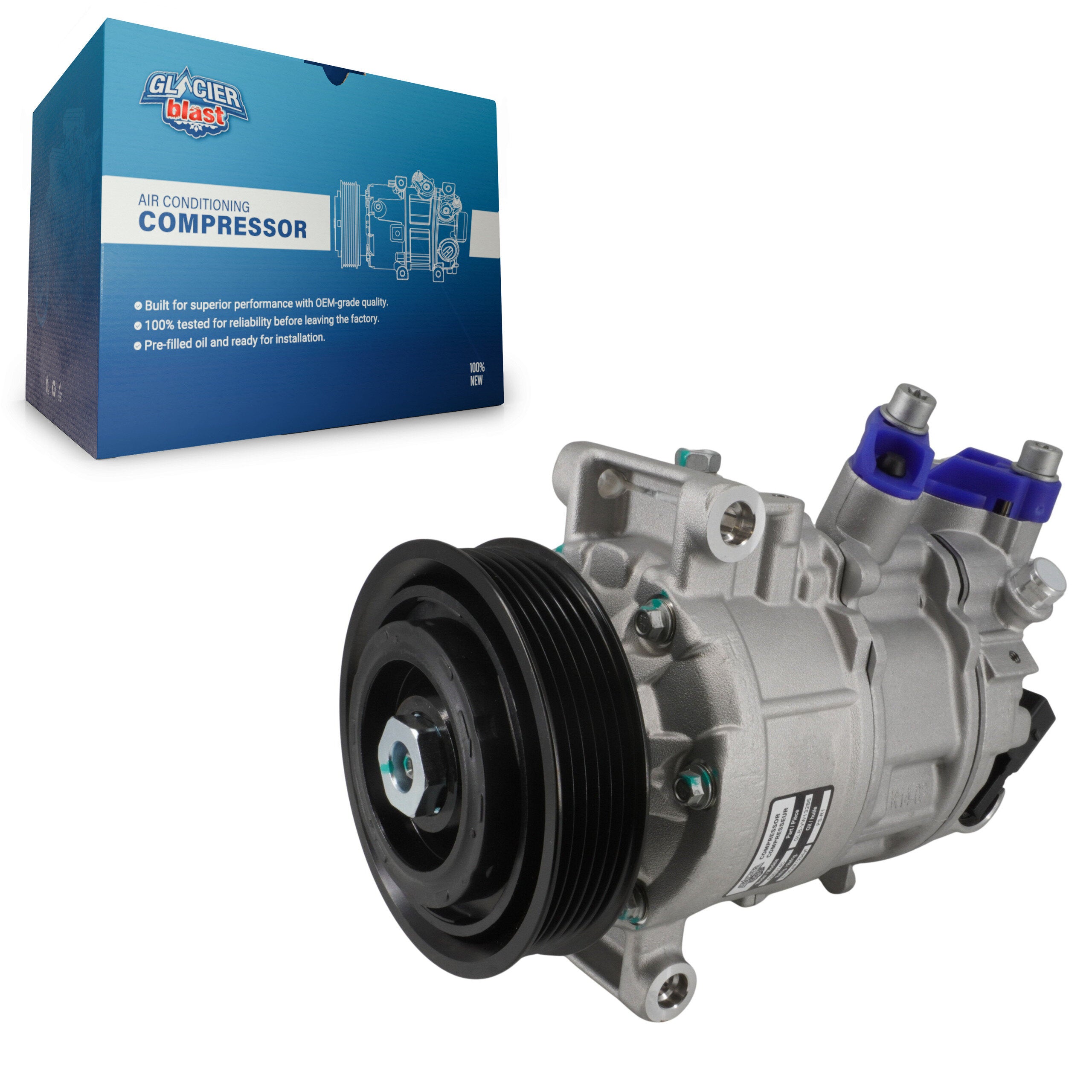 Glacier Blast GLB-VW13286 A/C Compressor for 2015-2025 Audi Q3, Volkswagen Arteon, Volkswagen Golf - N/A