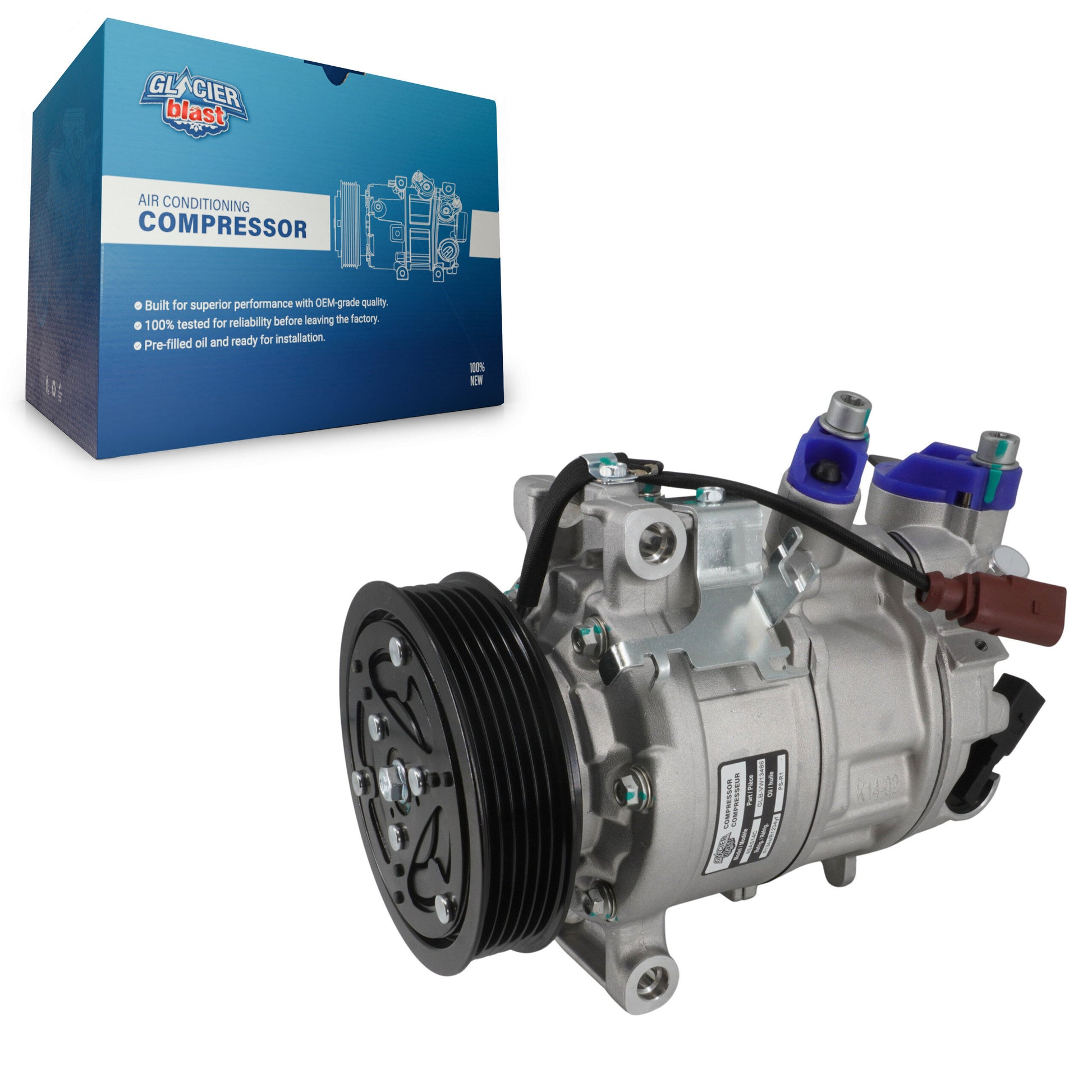 Glacier Blast GLB-VW13486 A/C Compressor for 2018-2024 Audi S3, Volkswagen Golf R, Volkswagen Jetta - N/A