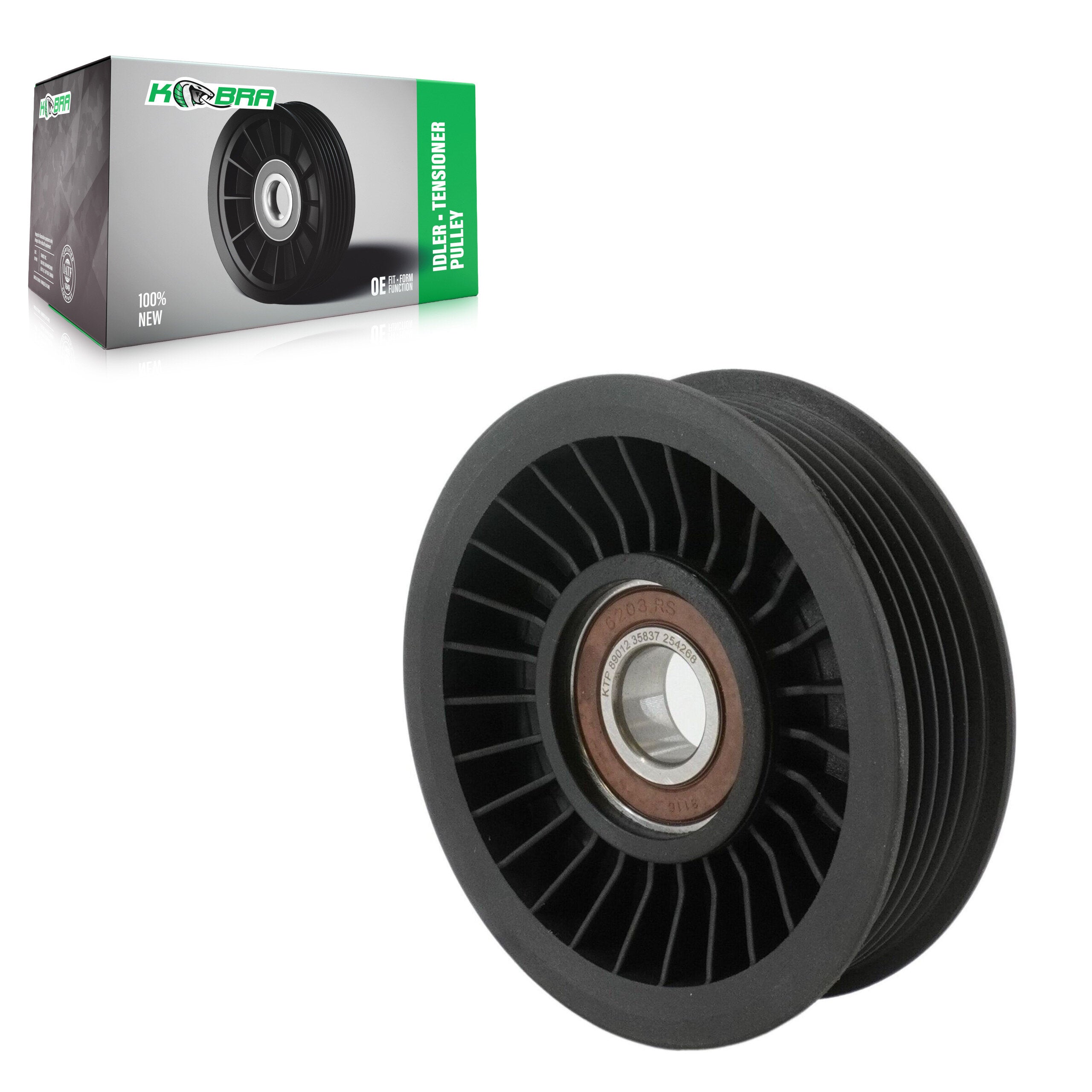 Kobra KTP-89012 Accessory Drive Belt Idler Pulley for 1997-2008 Ford F-150 Heritage, Ford E-150, Ford E-150 Club Wagon - Grooved Pulley