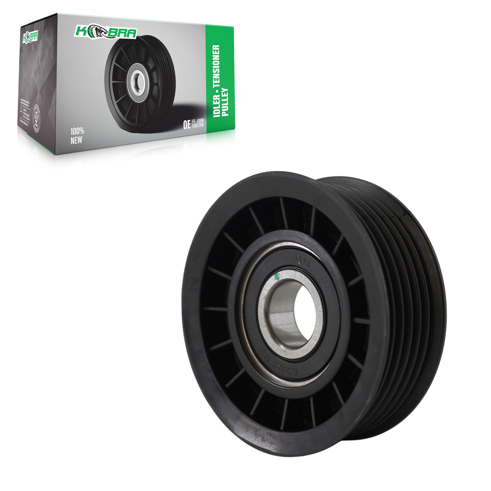 Kobra KTP-89015 Accessory Drive Belt Idler Pulley for 1993-2023 Toyota GR86, Ford Fiesta, Toyota 86 - Grooved Pulley, Accessory Drive, Serpentine