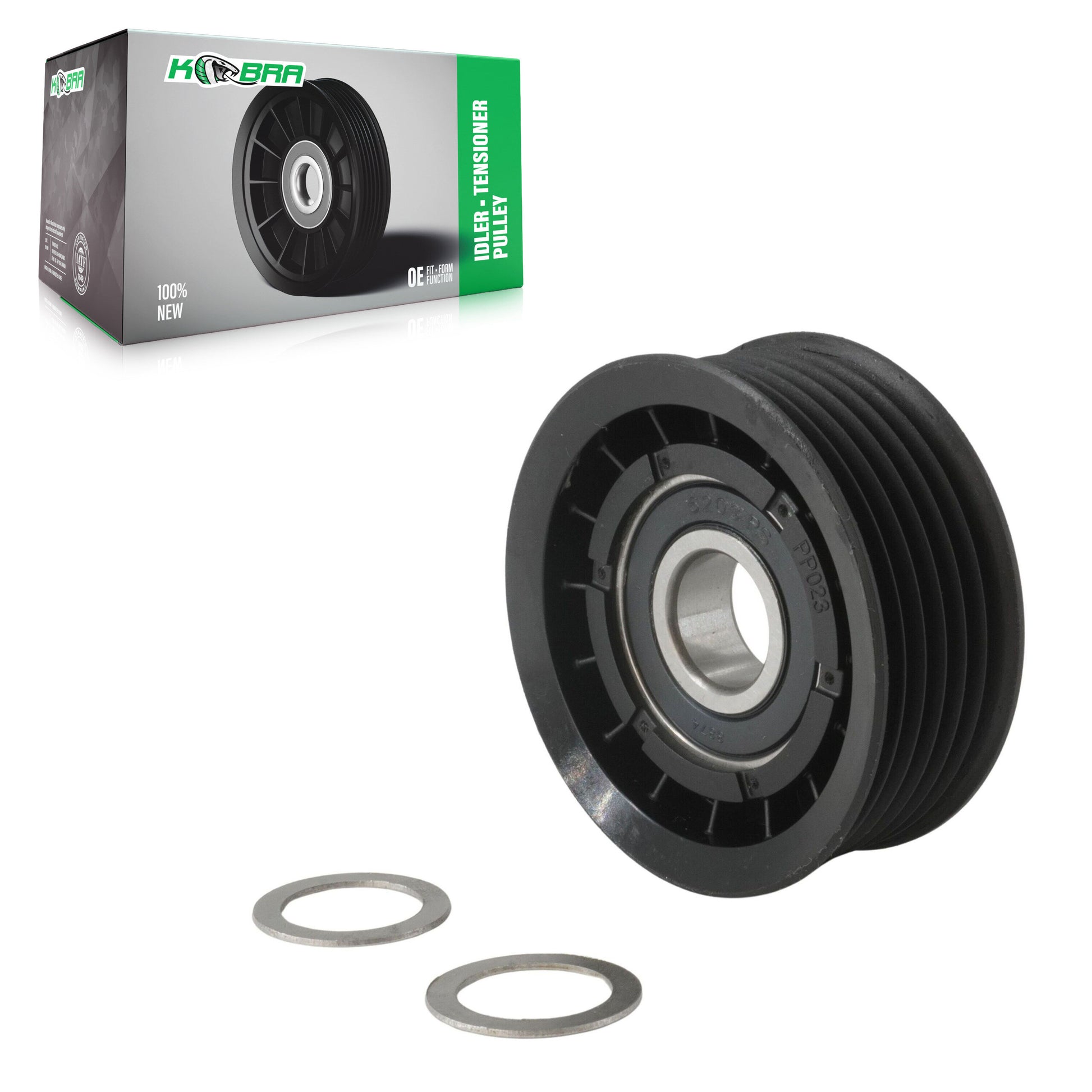 Kobra KTP-89070 Accessory Drive Belt Idler Pulley for 1998-2024 Dodge Durango, Jeep Grand Cherokee, Jeep Grand Cherokee L - Grooved Pulley, Left, Lower