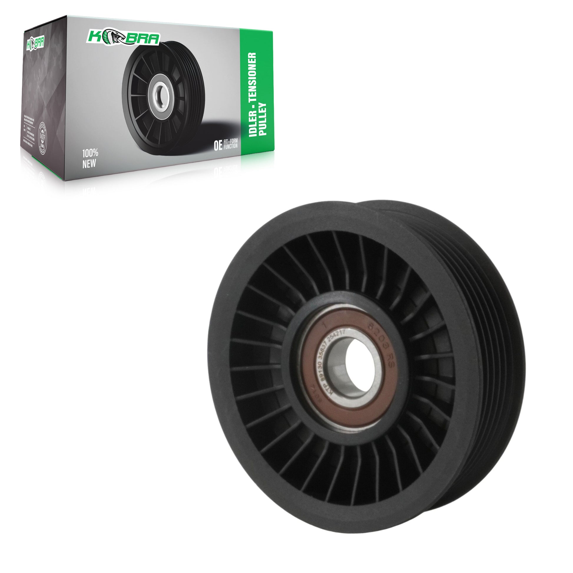 Kobra KTP-89130 Accessory Drive Belt Idler Pulley for 2002-2019 Jeep Wrangler, Jeep Wrangler JK, Ford F-150 - Air Conditioning Bypass, Grooved Pulley, Accessory Drive