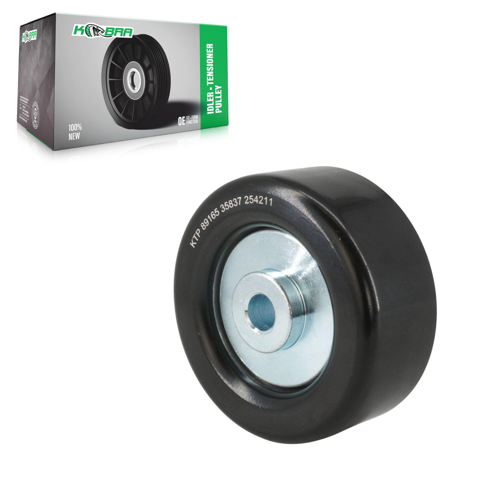 Kobra KTP-89165 Accessory Drive Belt Idler Pulley for 2001-2016 Chevrolet Express 4500, GMC Savana 4500, GMC Savana 2500 - Upper, Smooth Pulley, Lower