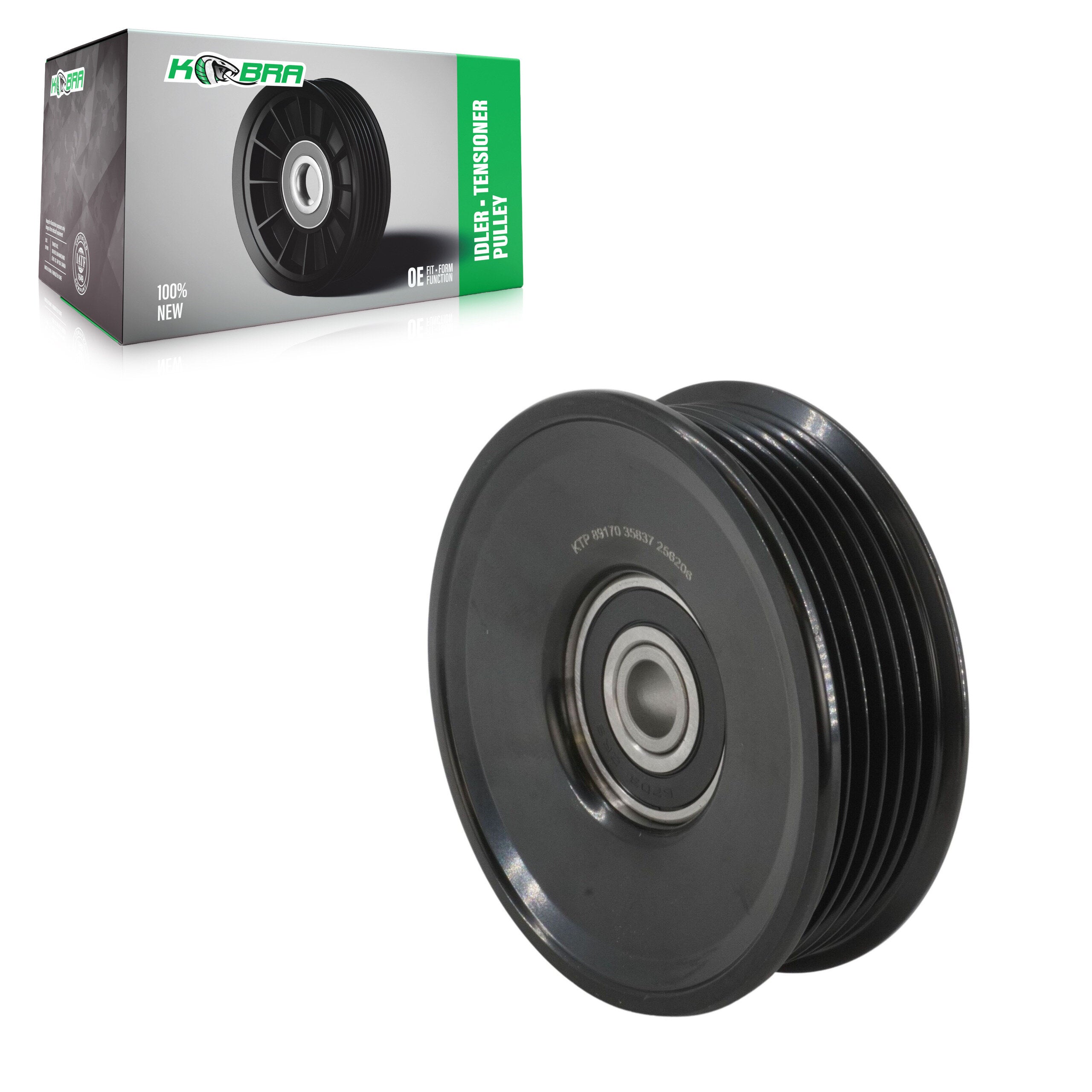 Kobra KTP-89170 Accessory Drive Belt Idler Pulley for 1996-2021 Chevrolet Silverado 4500 HD, Chevrolet Silverado 5500 HD, Chevrolet Silverado 6500 HD - Grooved Pulley, Air Conditioning Bypass